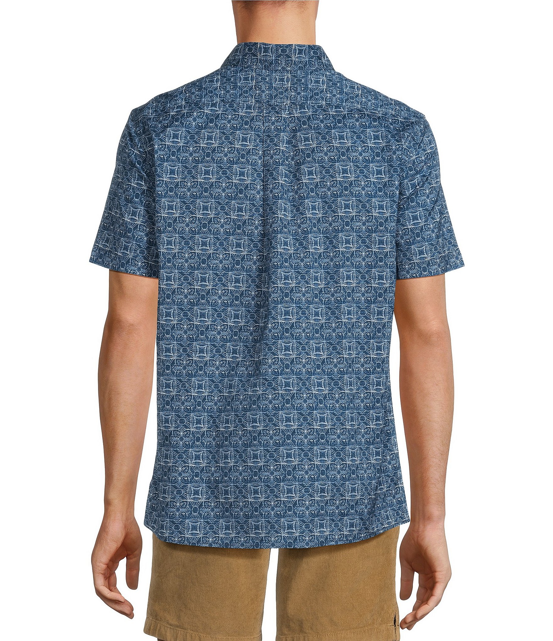 Rowm Big & Tall On The Range Short Sleeve Floral Print Stretch Poplin Shirt