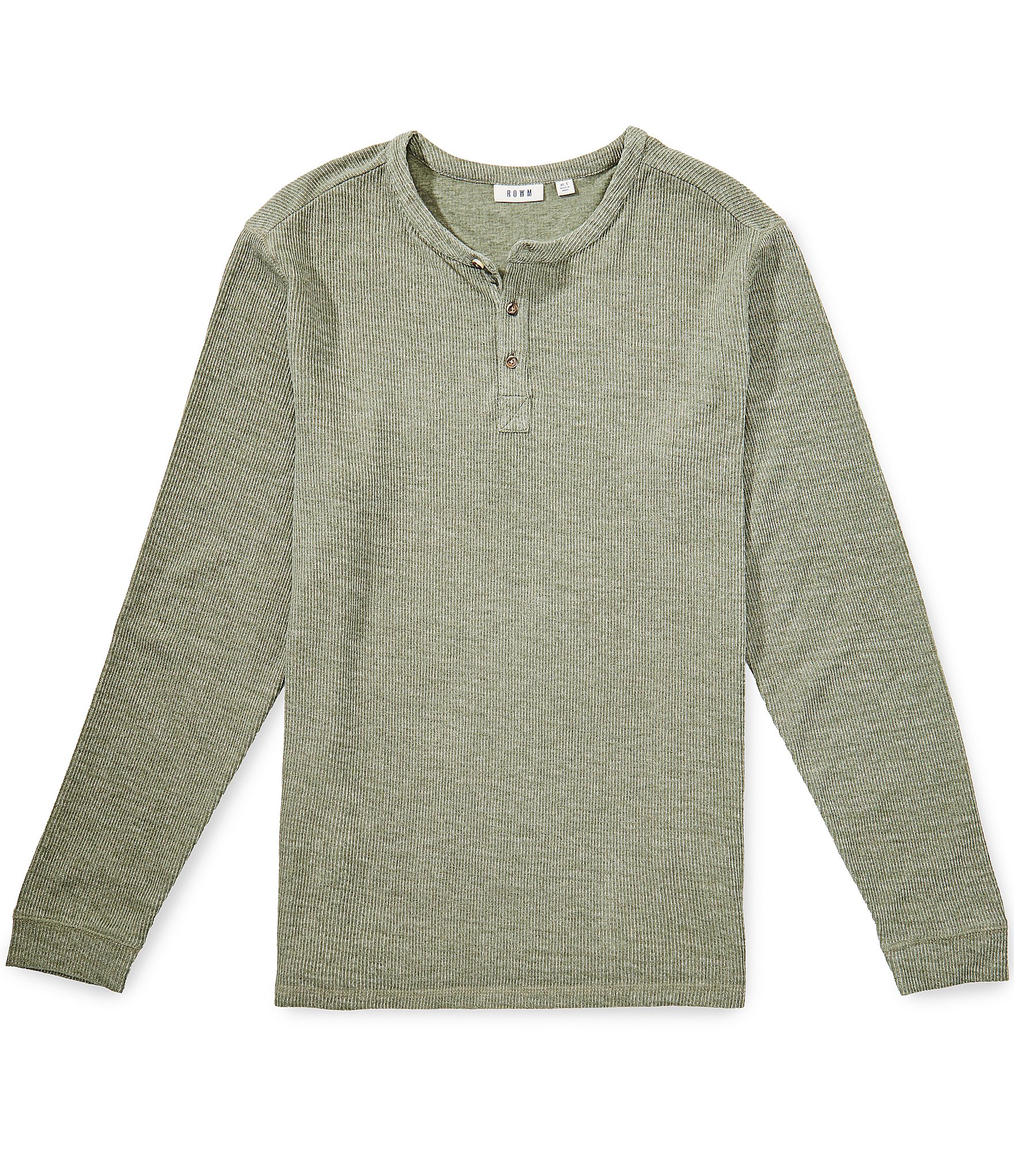 Rowm Big & Tall Solid Ribbed Long Sleeve Henley T-Shirt