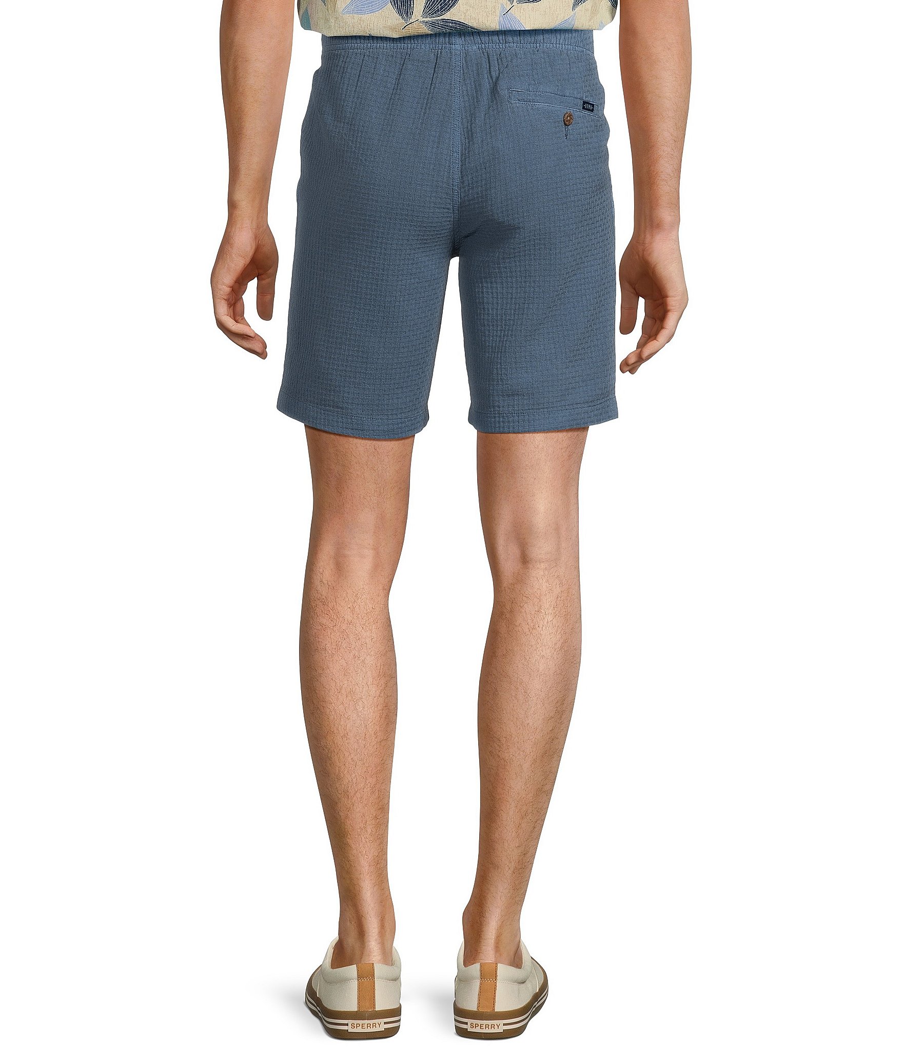 Rowm Crafted Solid Drawstring Textured Solid 8#double; Inseam Shorts