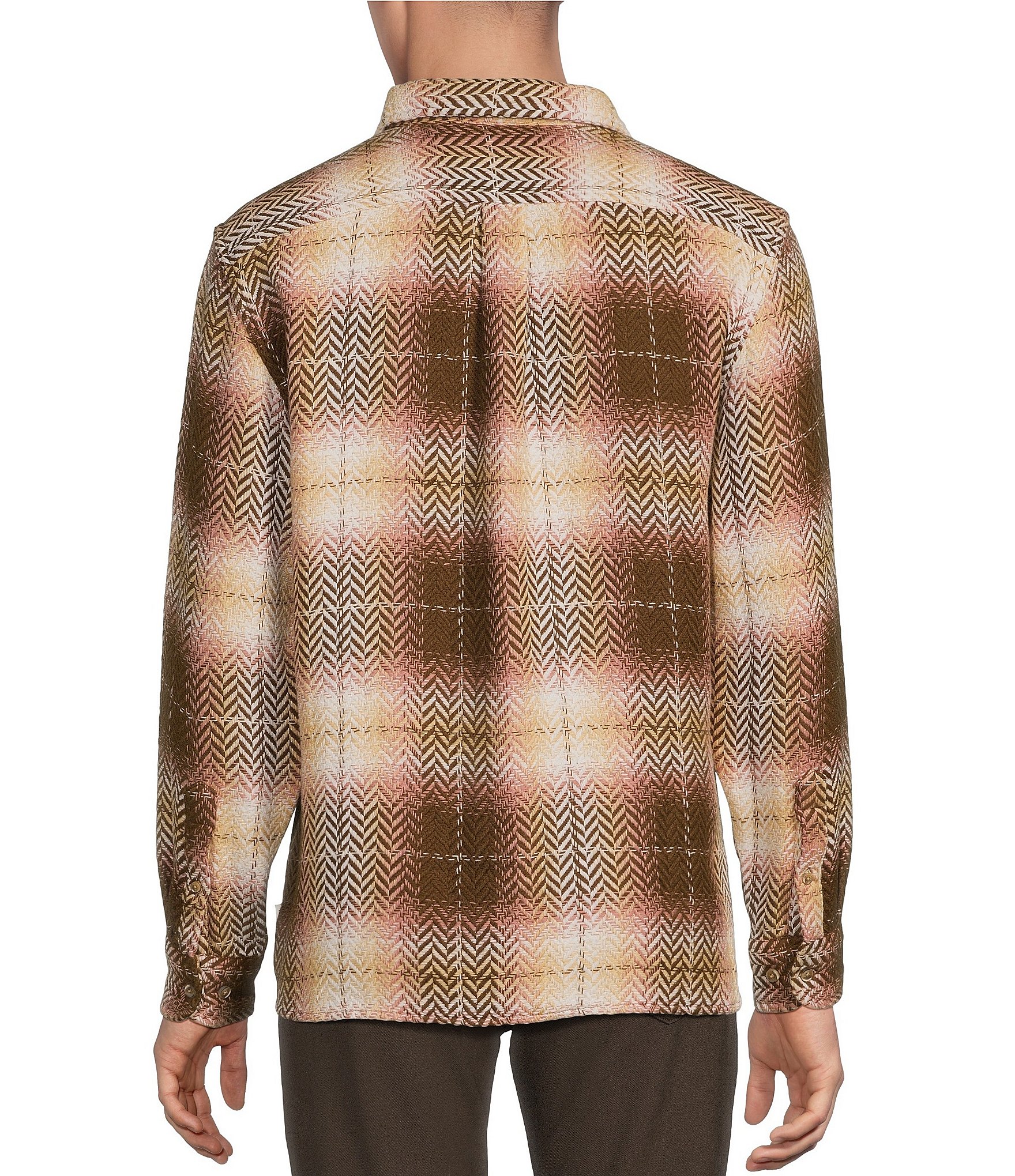 Rowm Long Sleeve Herringbone Large Plaid Shirt