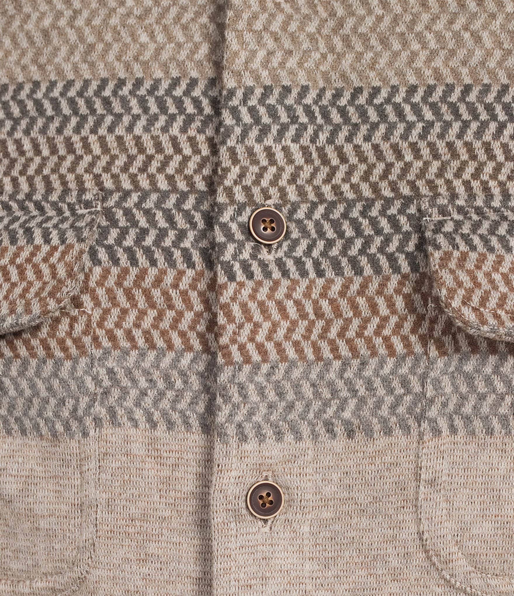 Rowm Long Sleeve Jacquard Engineered Stripe Button Front Shirt