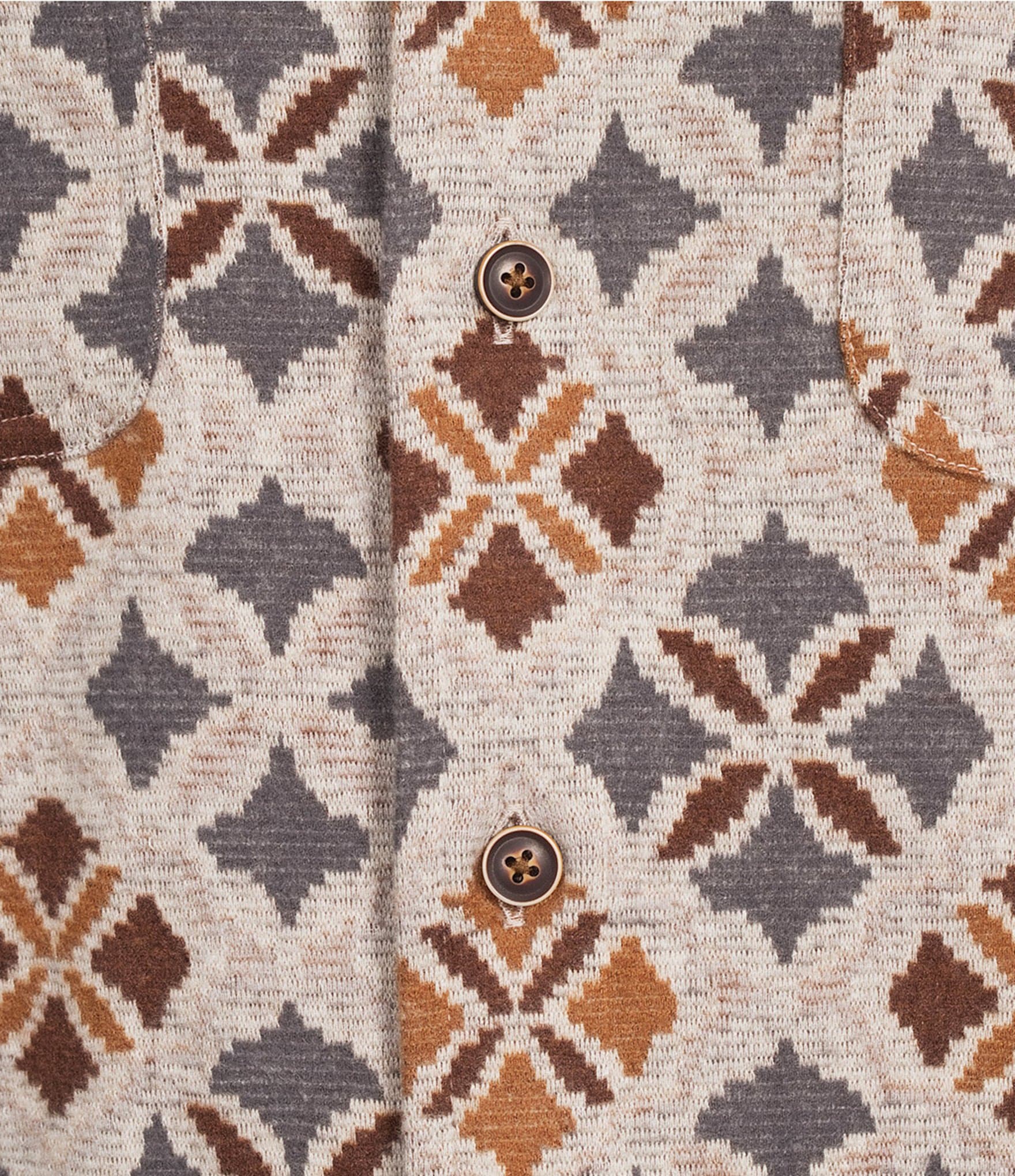 Rowm Long Sleeve Jacquard Multi Geo Print Button Front Shirt