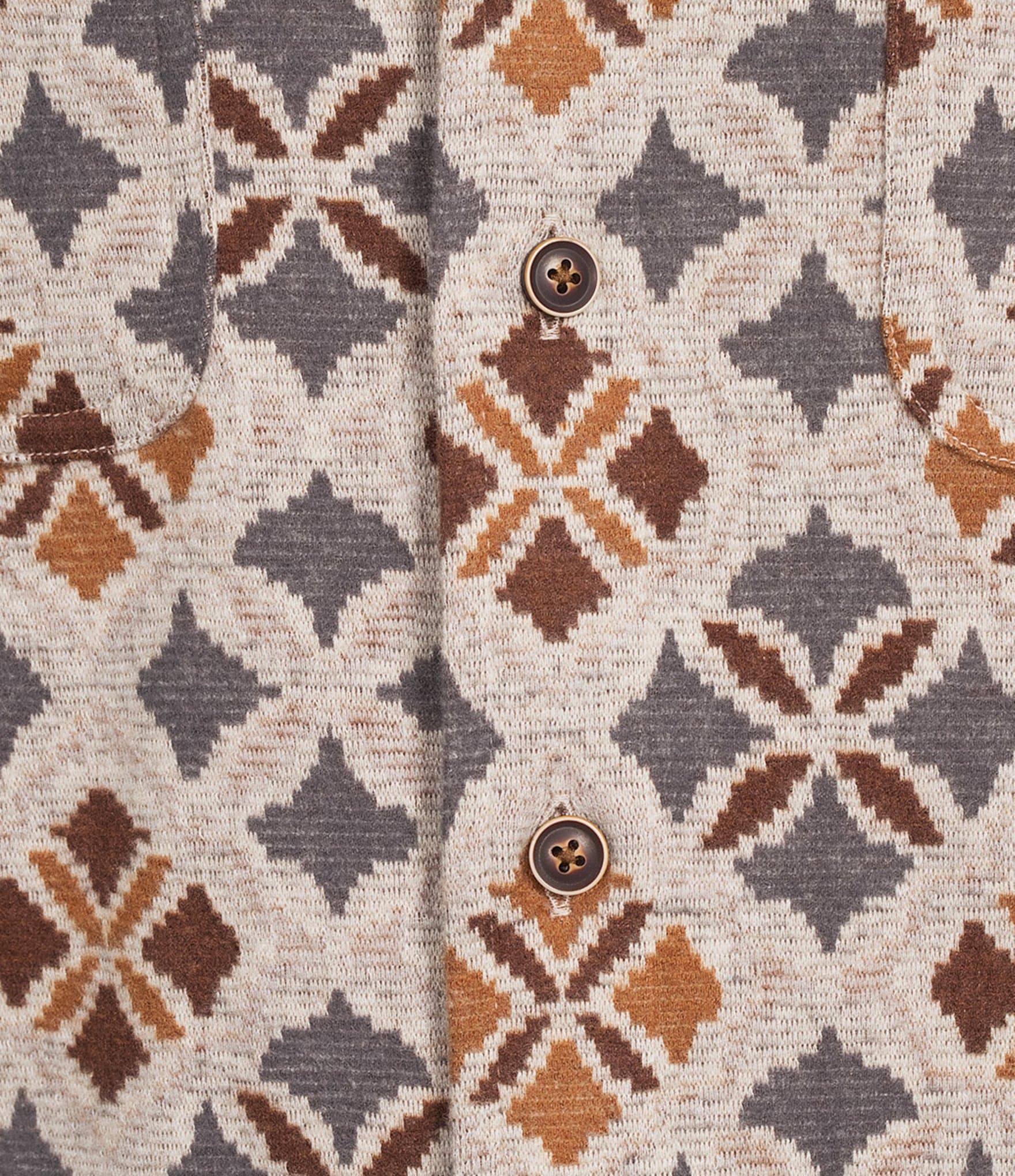 Rowm Long Sleeve Jacquard Multi Geo Print Button Front Shirt