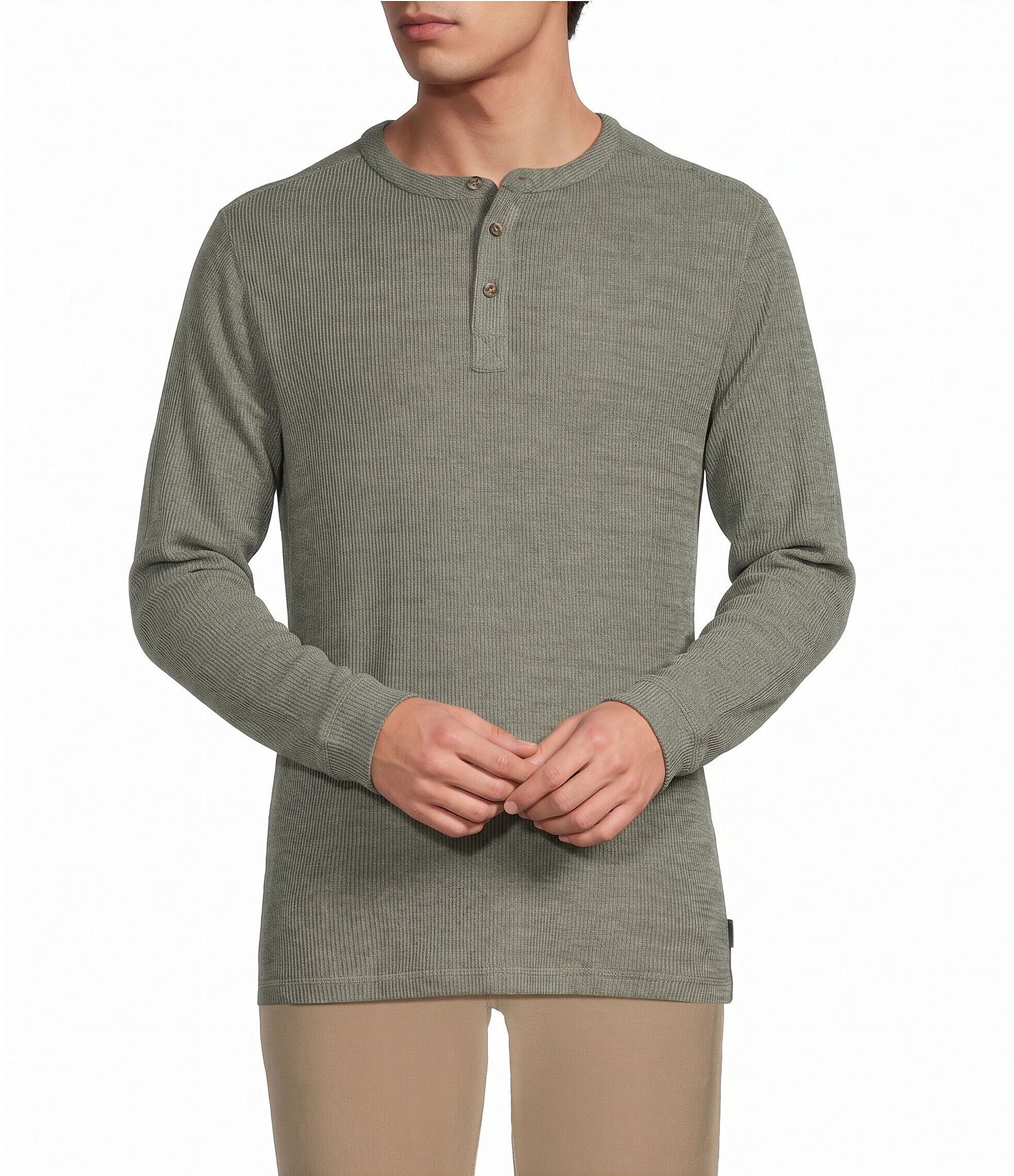 Rowm Long Sleeve Solid Ribbed Henley