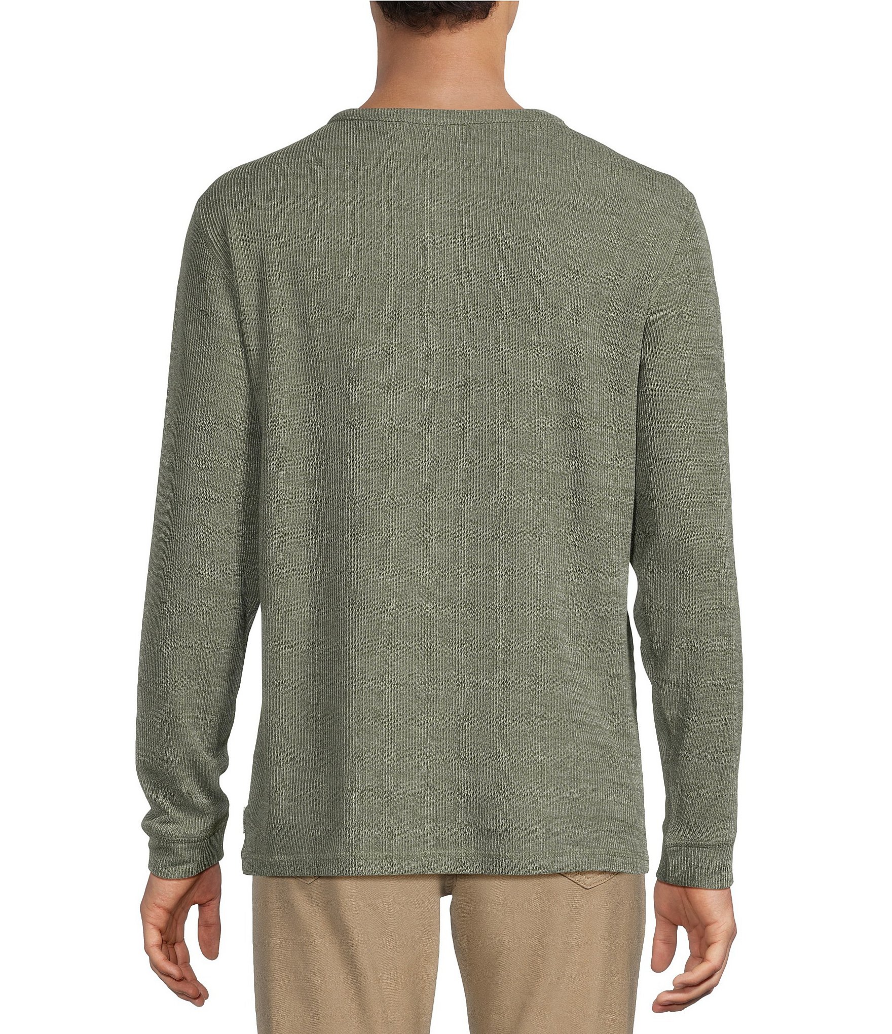 Rowm Long Sleeve Solid Ribbed Henley