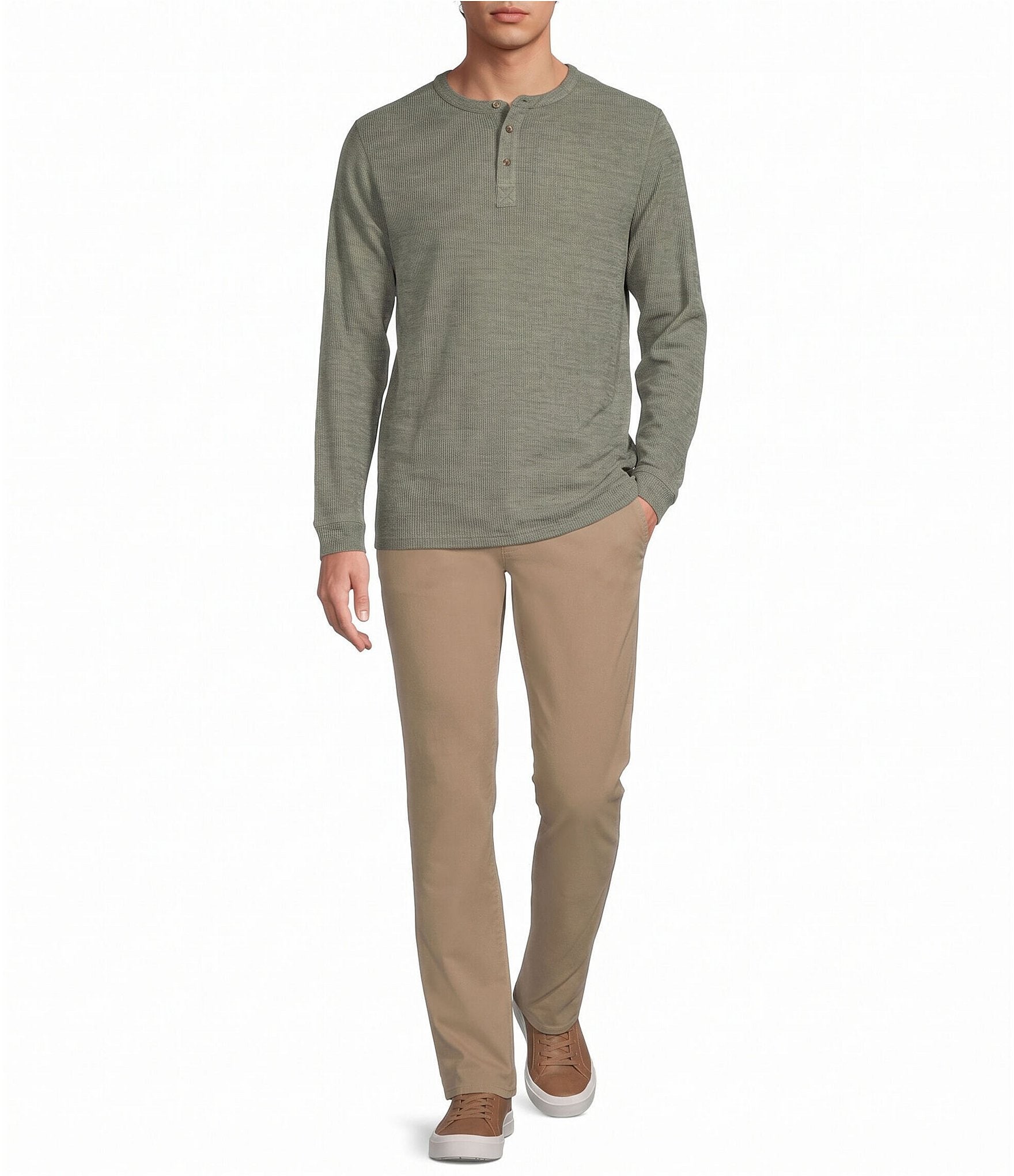 Rowm Long Sleeve Solid Ribbed Henley