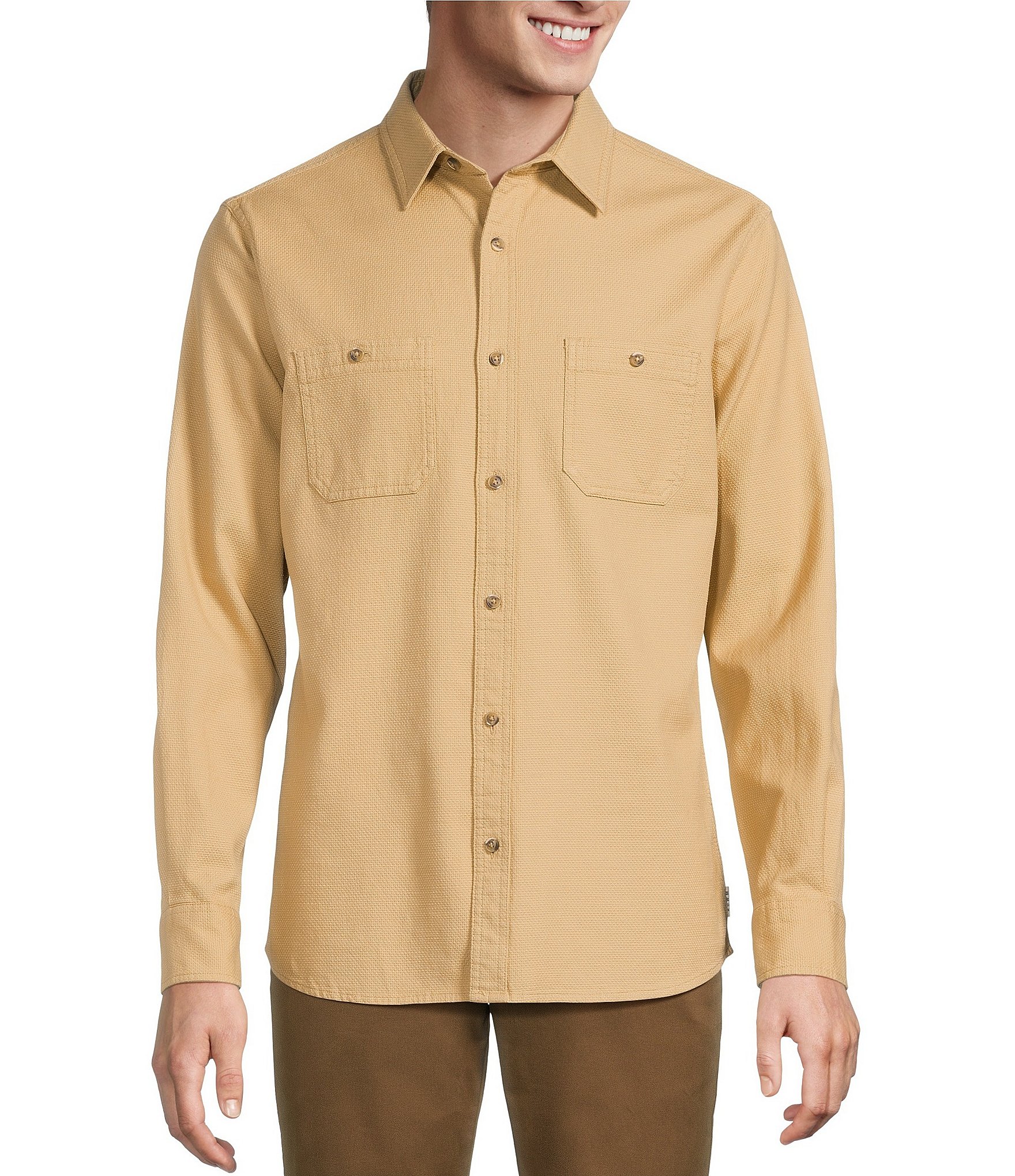 Rowm Long Sleeve Solid Textured Woven Shirt | Dillard's