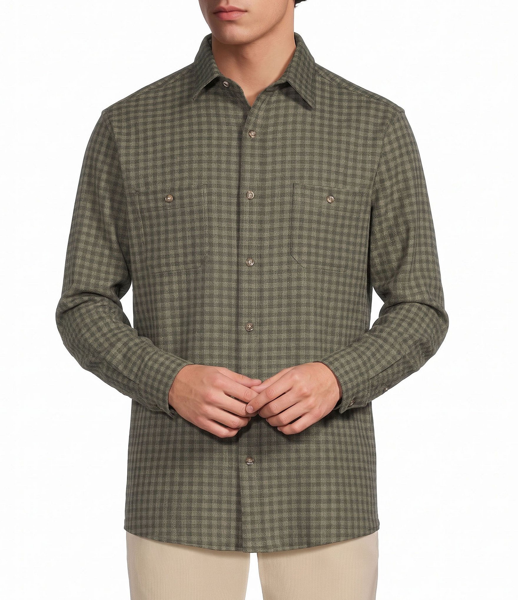 Rowm Long Sleeve Textured Gingham Shirt