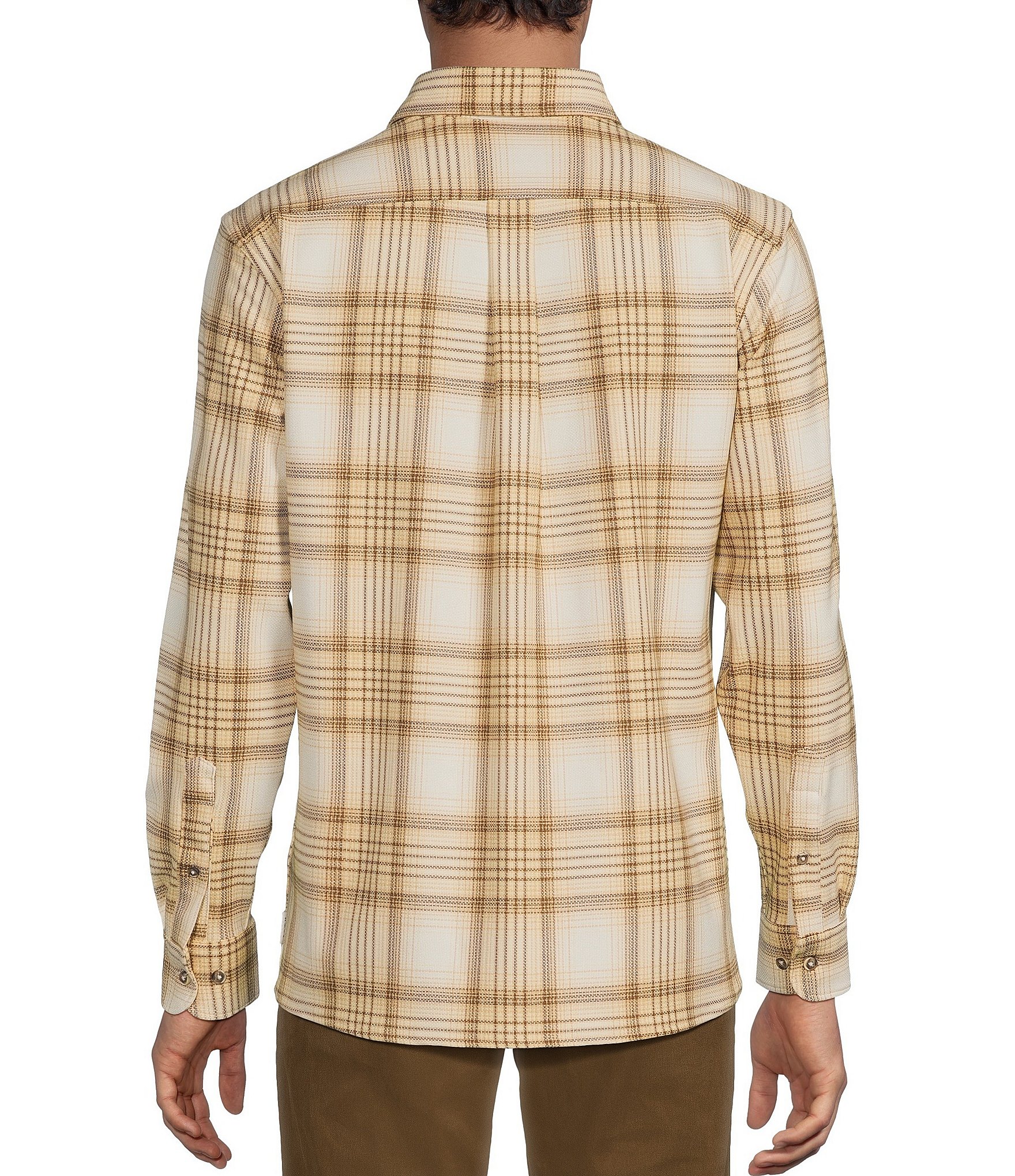 Rowm Long Sleeve Textured Large Plaid Shirt