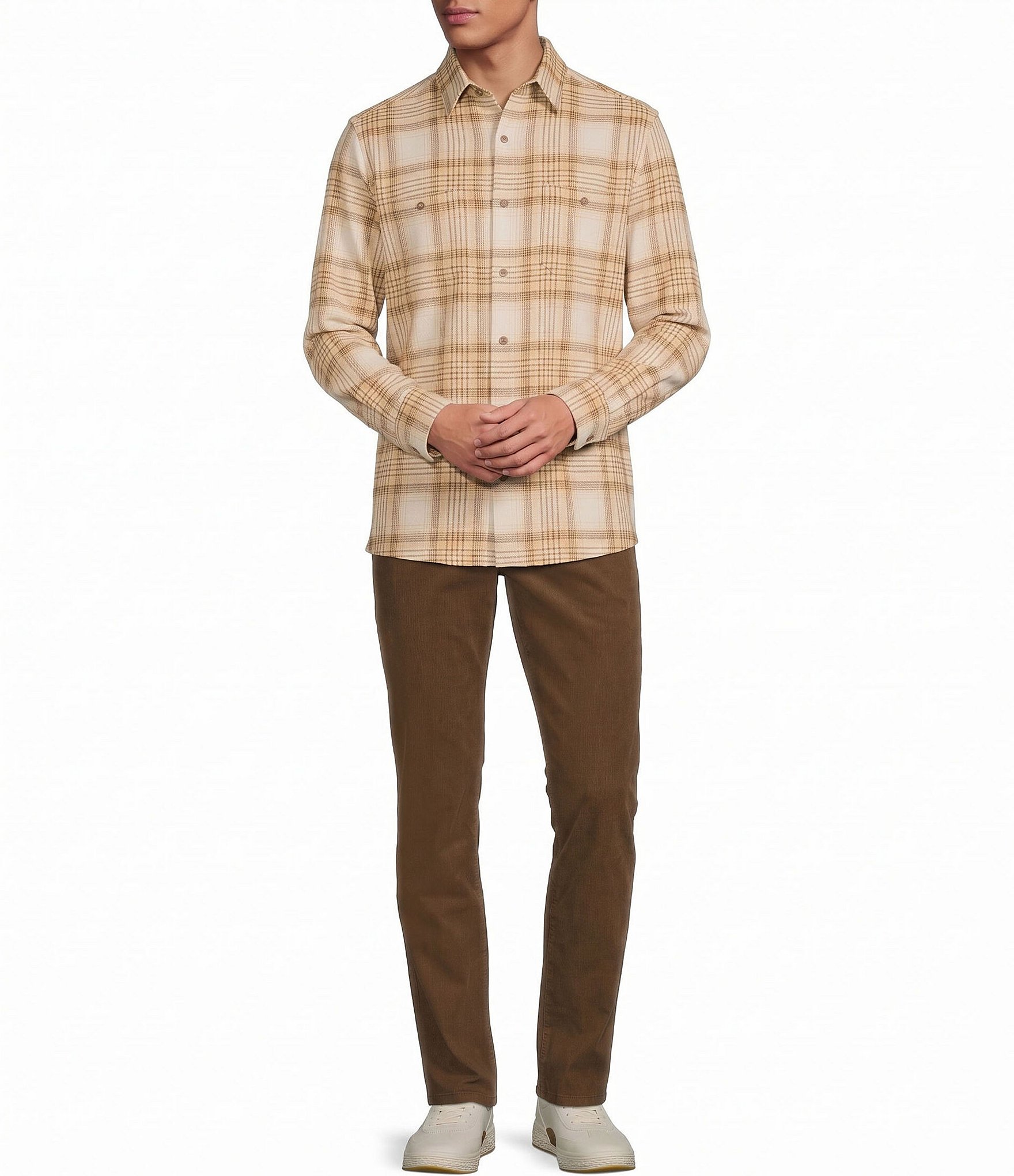 Rowm Long Sleeve Textured Large Plaid Shirt
