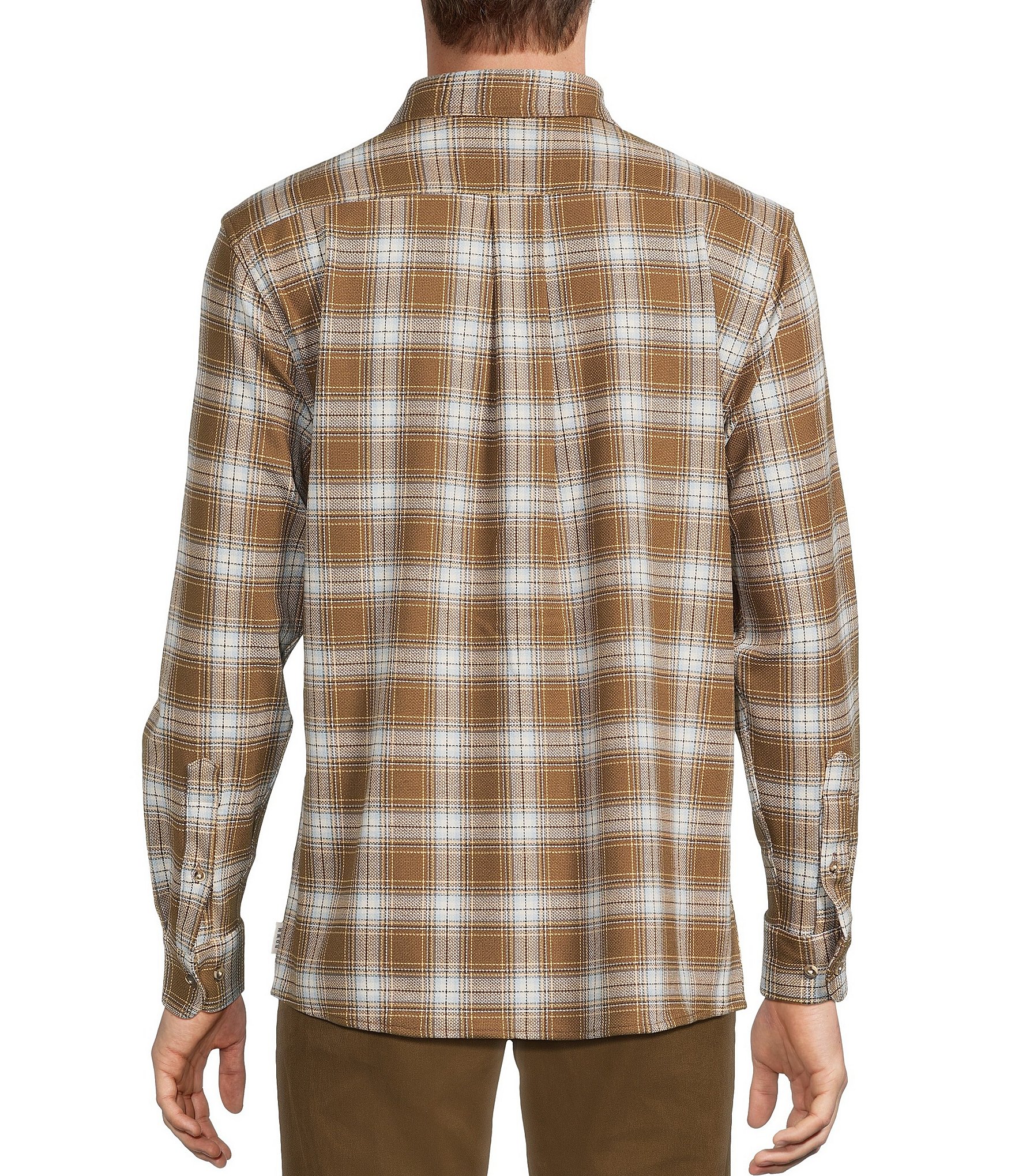 Rowm Long Sleeve Textured Medium Plaid Shirt