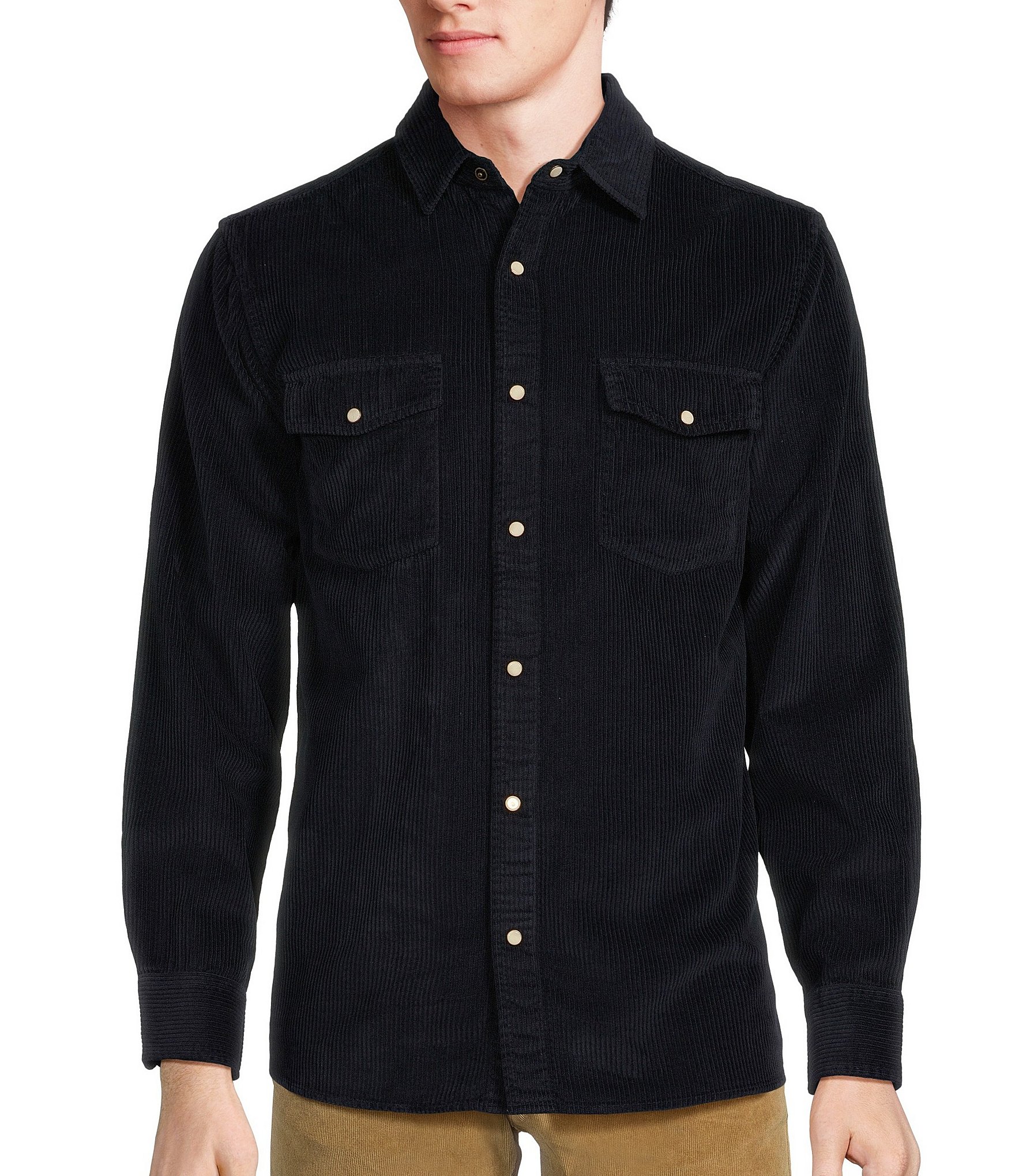 Rowm Nomad Collection Long Sleeve Garment Dyed Corduroy Solid Shirt