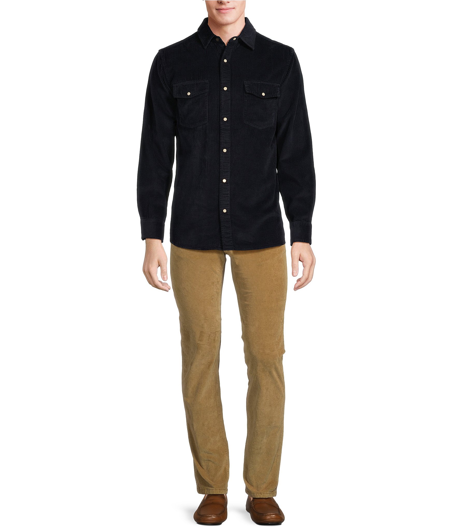 Rowm Nomad Collection Long Sleeve Garment Dyed Corduroy Solid Shirt