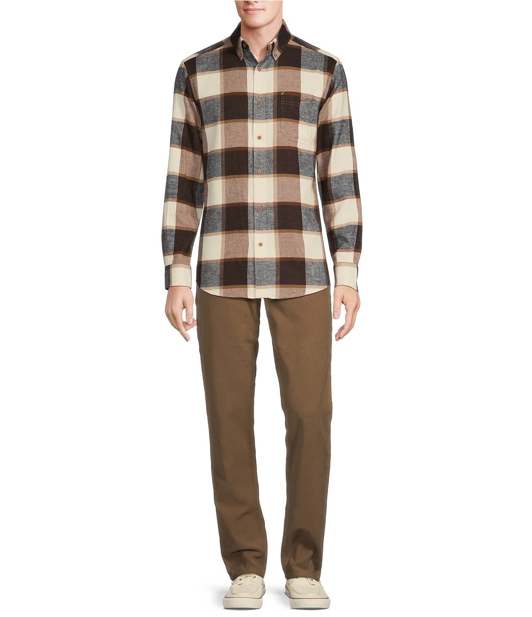 Rowm Nomad Collection Long Sleeve Portuguese Flannel Plaid Shirt