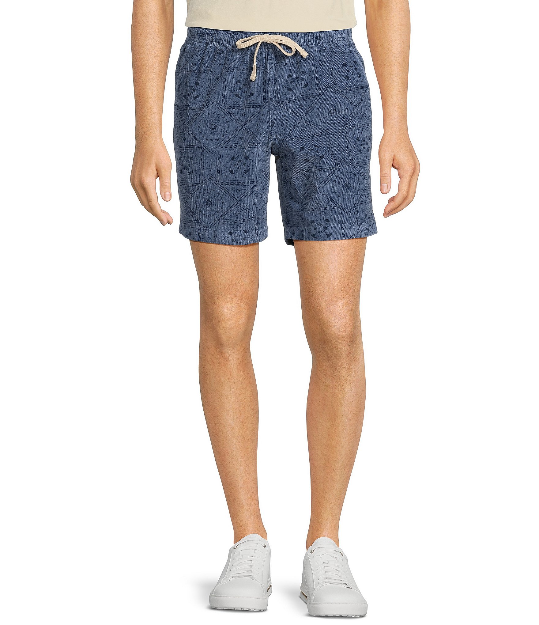 Rowm On The Range Flat Front Corduroy Bandana Printed 7#double; Inseam Shorts