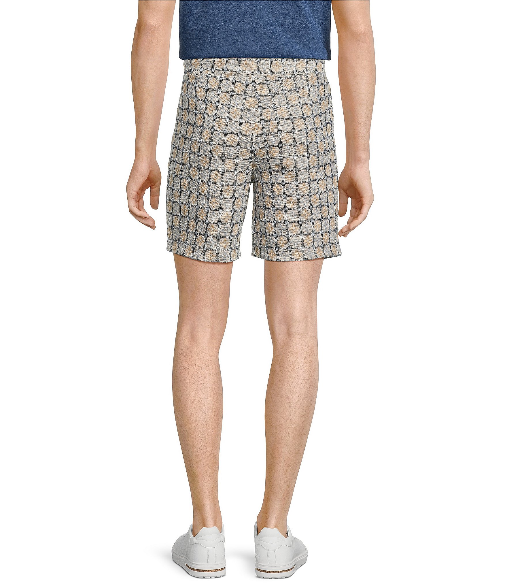 Rowm On The Range Flat Front Jacquard Geometric 7#double; Inseam Shorts