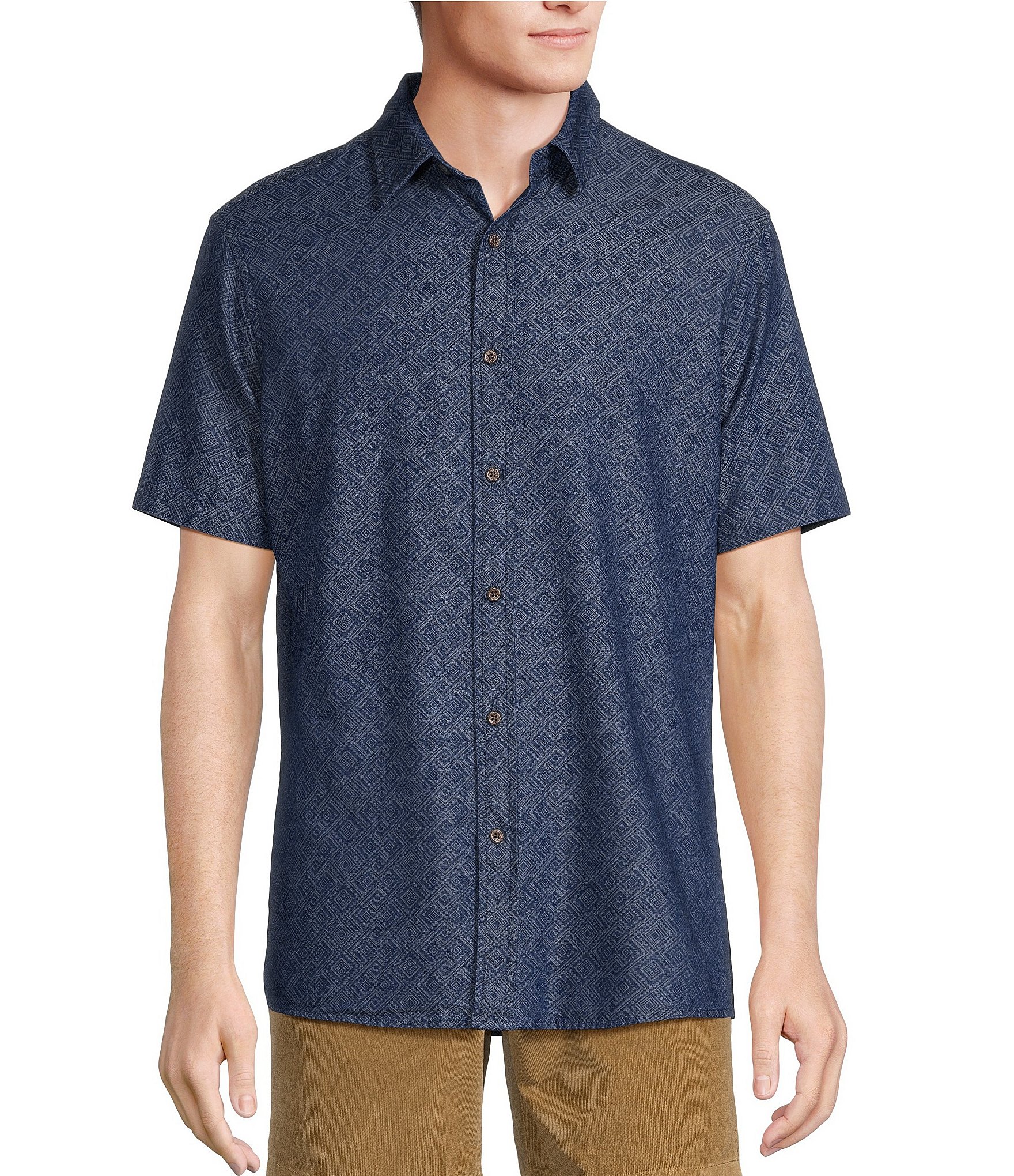 Rowm On The Range Short Sleeve Geometric Jacquard Shirt