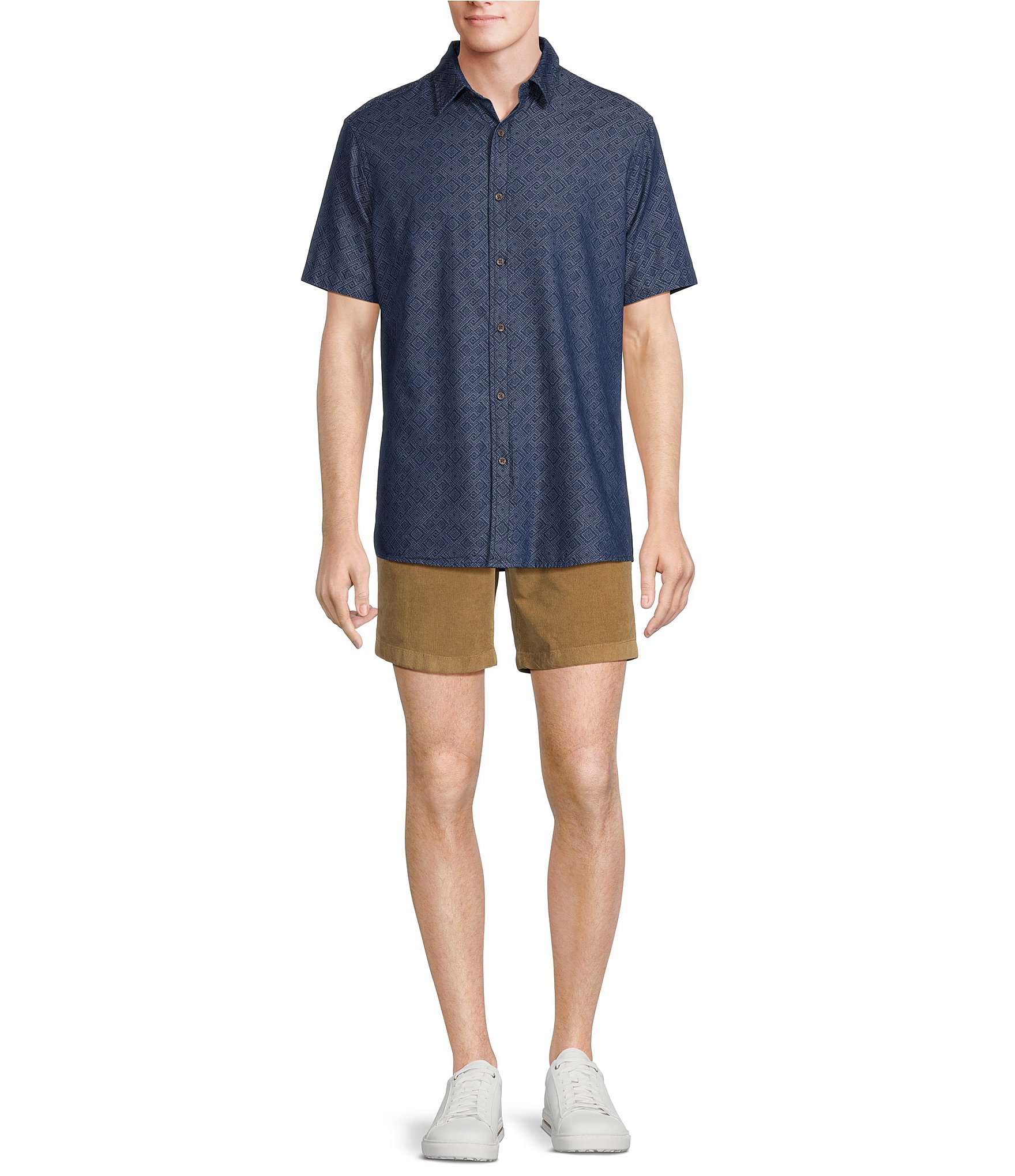 Rowm On The Range Short Sleeve Geometric Jacquard Shirt