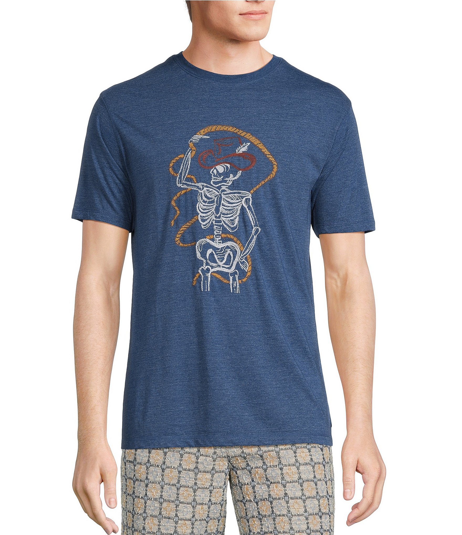 Rowm On The Range Short Sleeve Embroidered Cowboy Skeleton Graphic T-Shirt