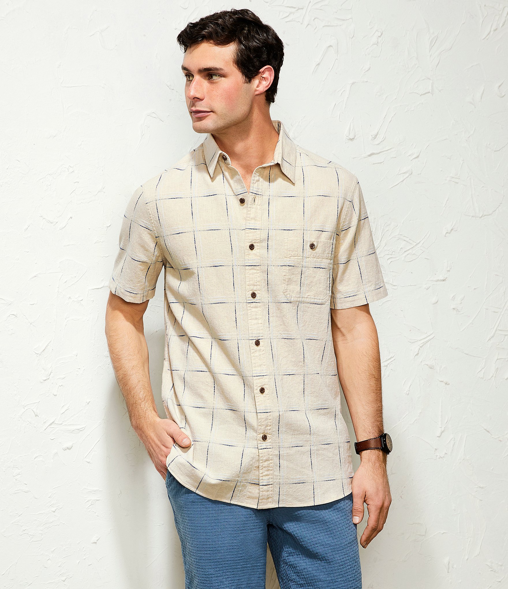 Rowm On The Range Short Sleeve Space Dyed Large Grid Shirt