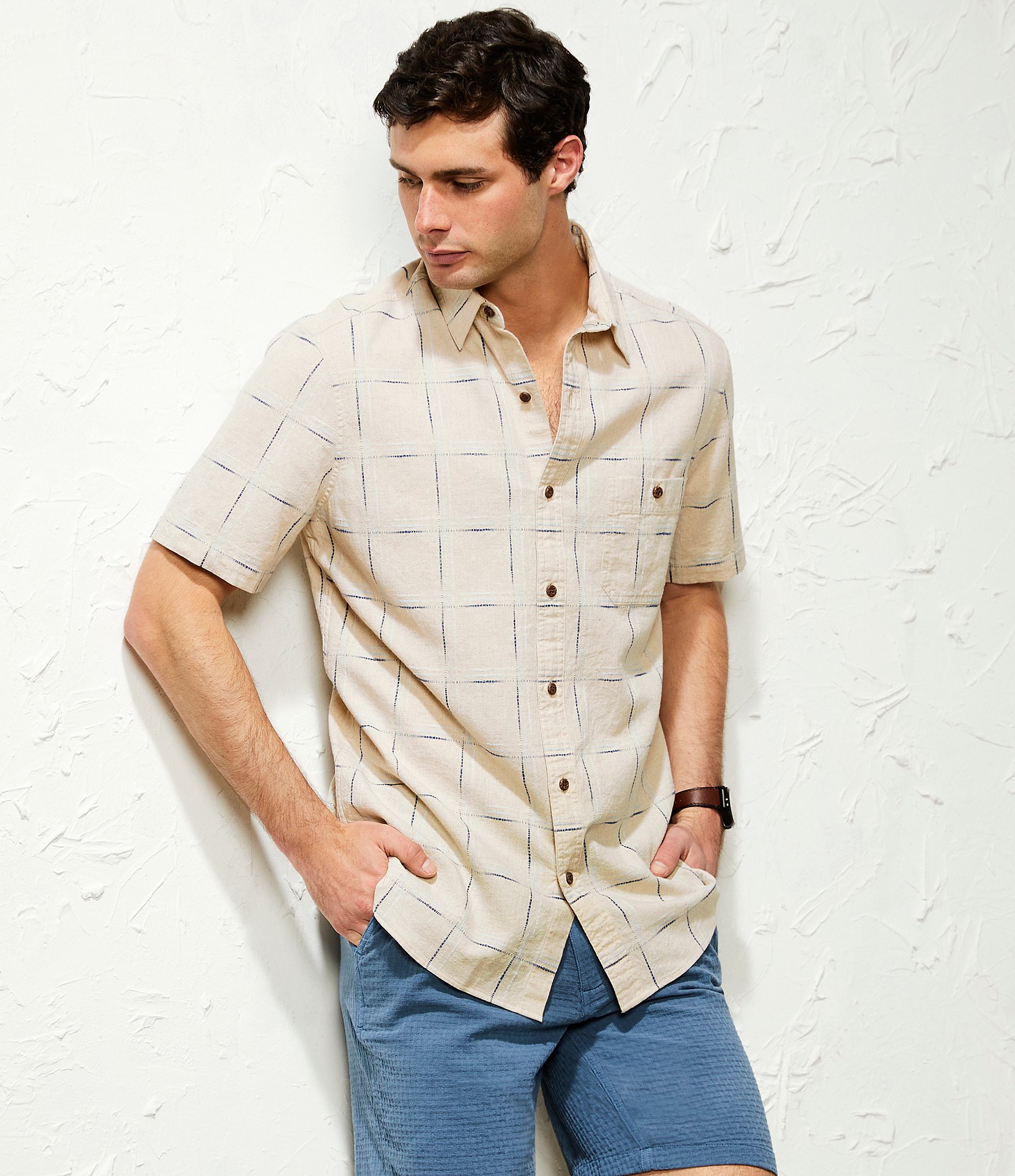 Rowm On The Range Short Sleeve Space Dyed Large Grid Shirt