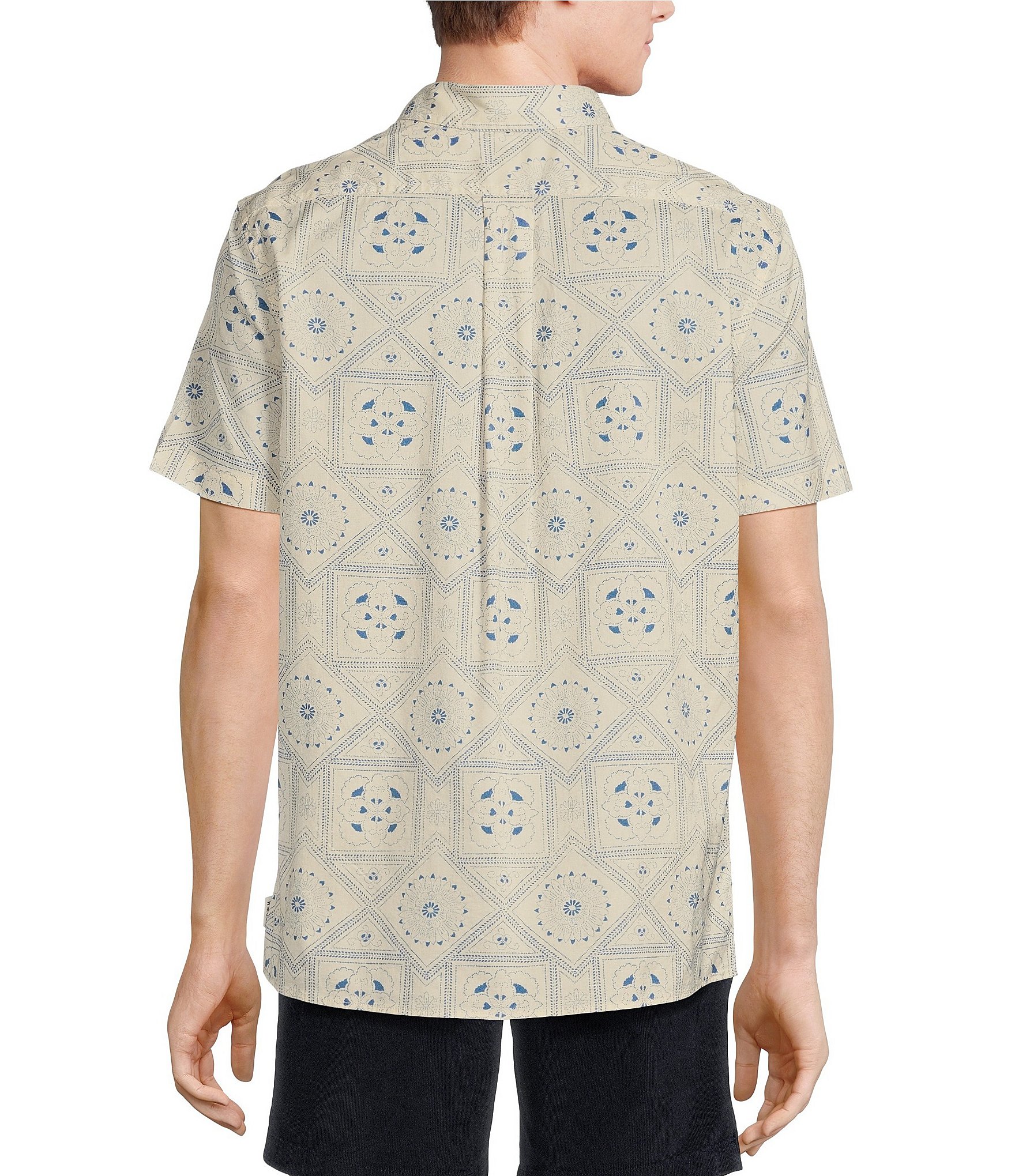 Rowm On The Range Short Sleeve Stretch Poplin Bandana Print Shirt