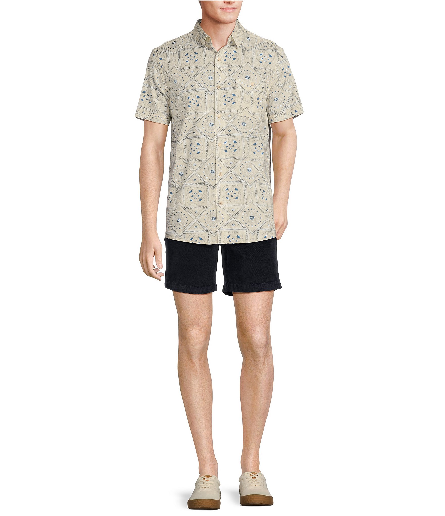 Rowm On The Range Short Sleeve Stretch Poplin Bandana Print Shirt