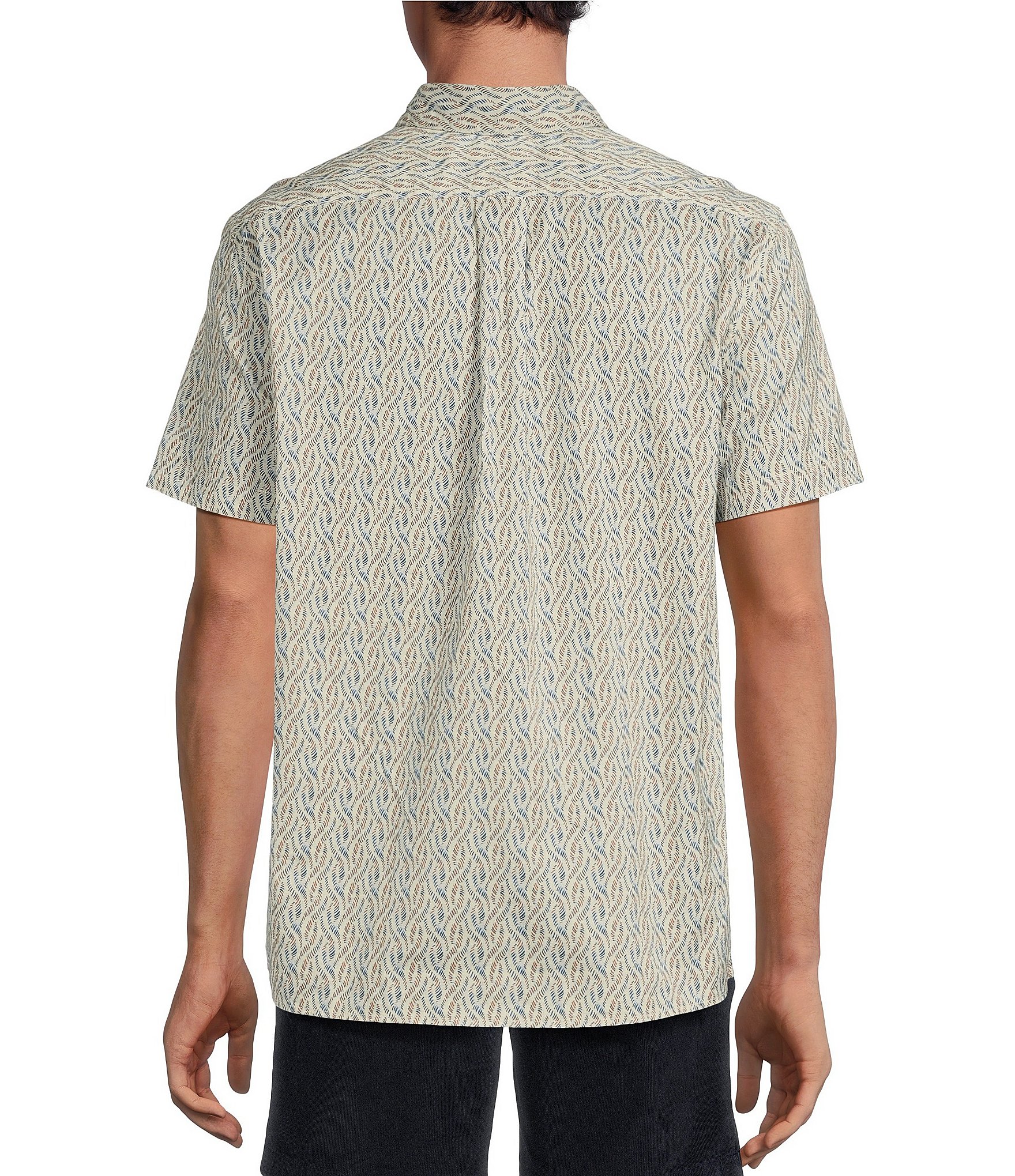 Rowm On The Range Short Sleeve Stretch Poplin Braided Print Shirt