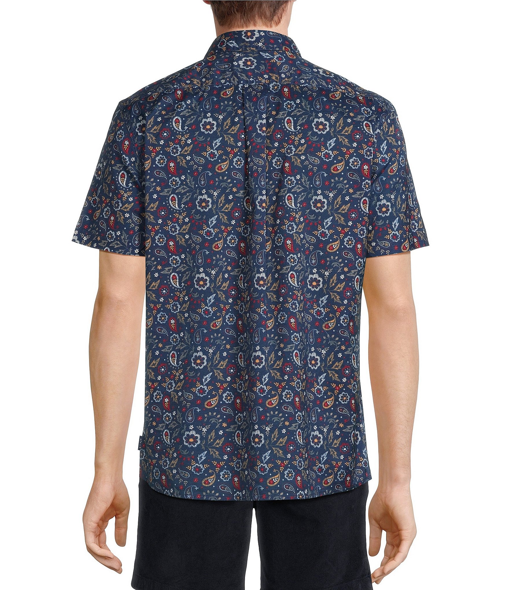 Rowm On The Range Short Sleeve Stretch Poplin Paisley Print Shirt