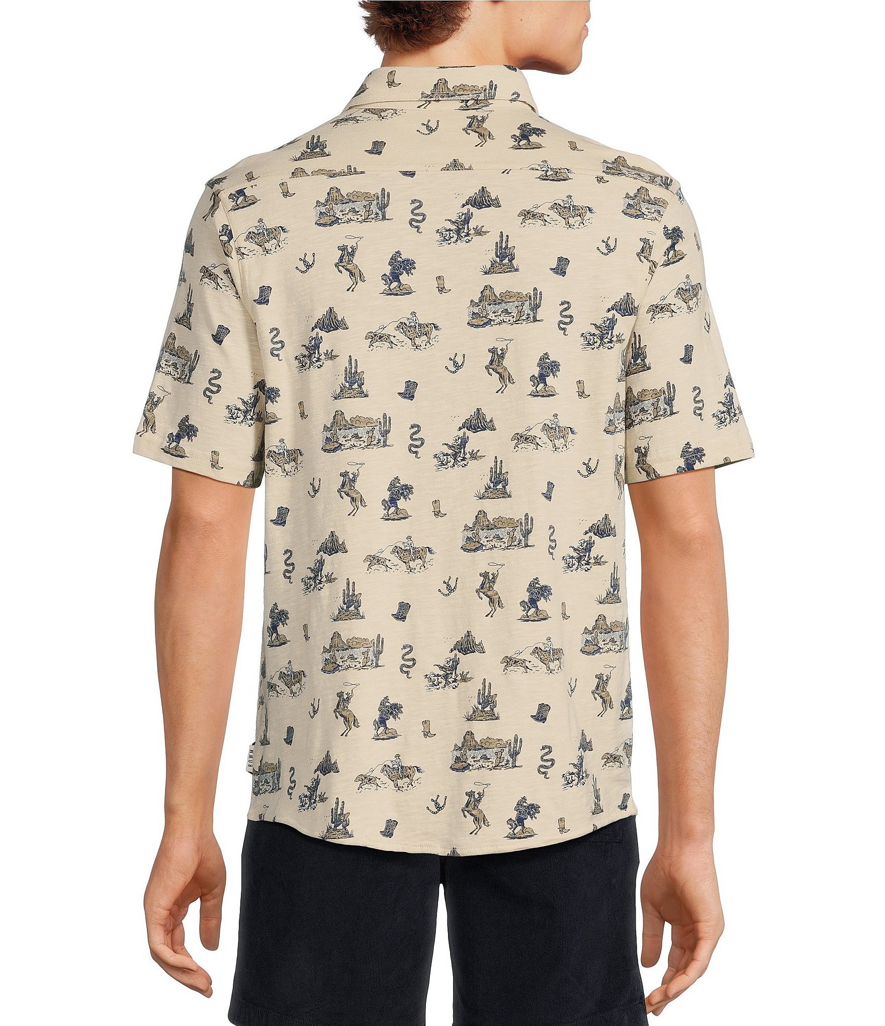 Rowm On The Range Short Sleeve Western Conversational Print Coatfront Shirt