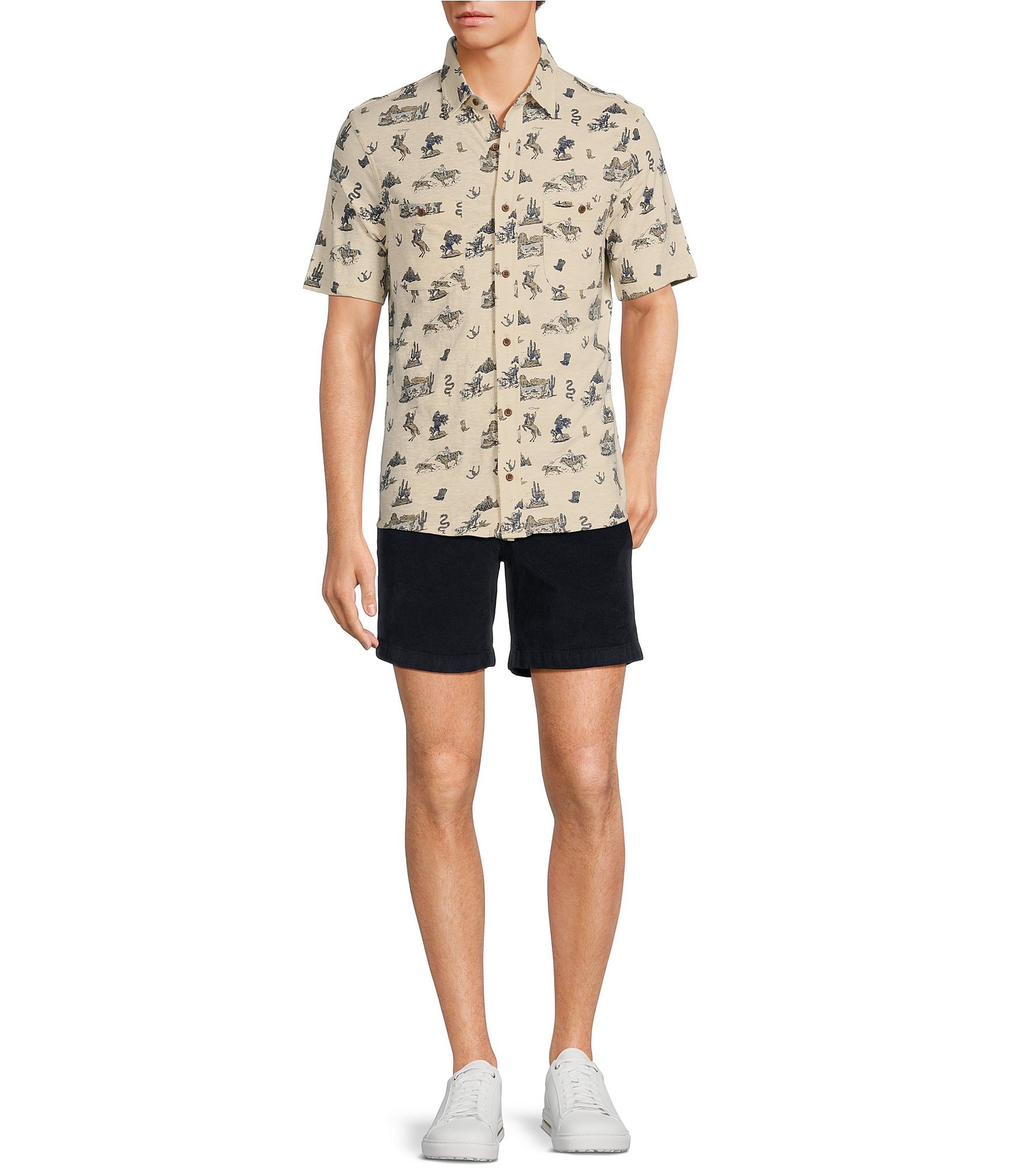 Rowm On The Range Short Sleeve Western Conversational Print Coatfront Shirt