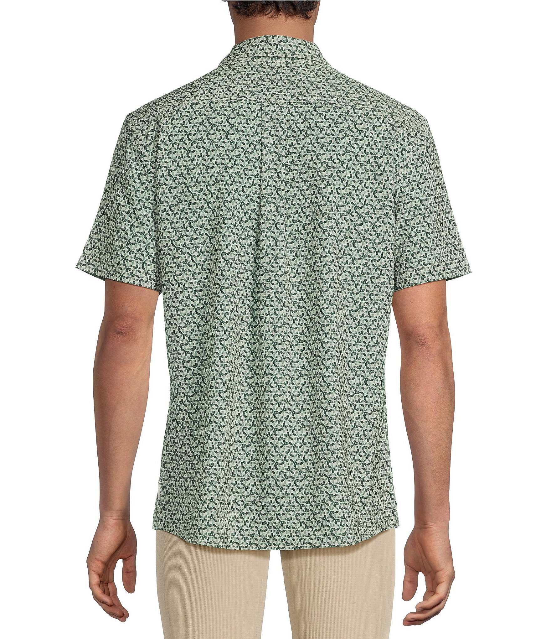 Rowm Performance Rec + Relax Short Sleeve Flower Print Textured Shirt