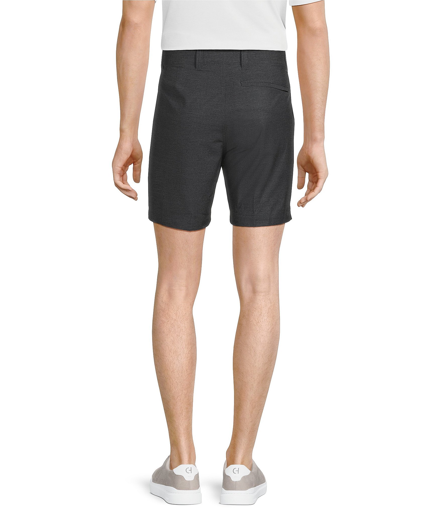 Rowm Rec & Relax Flat Front Solid Textured 7#double; Inseam Shorts