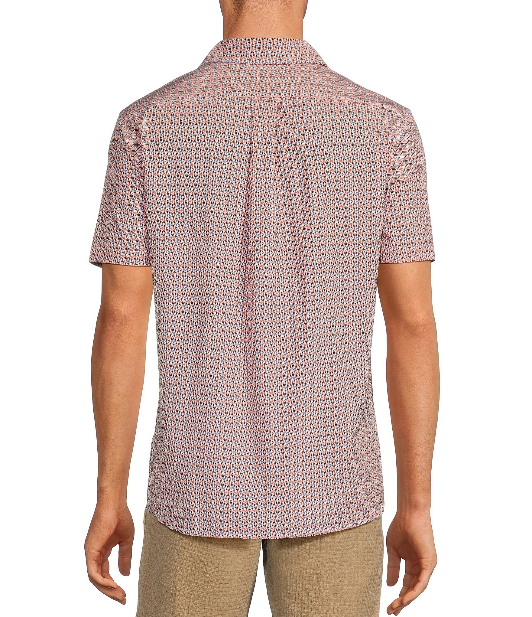 Rowm Rec & Relax Performance Short Sleeve Geometric Diamond Print Shirt