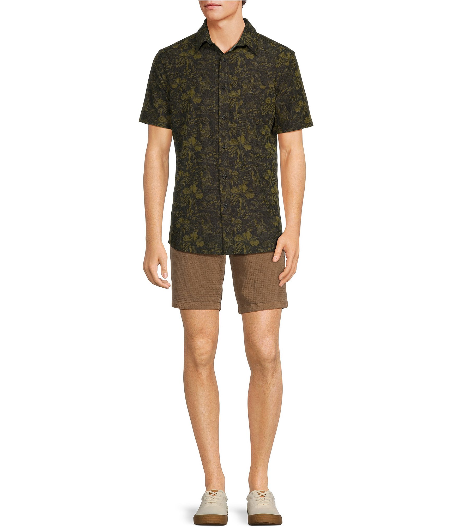 Rowm Rec & Relax Performance Short Sleeve Jungle Floral Print Shirt