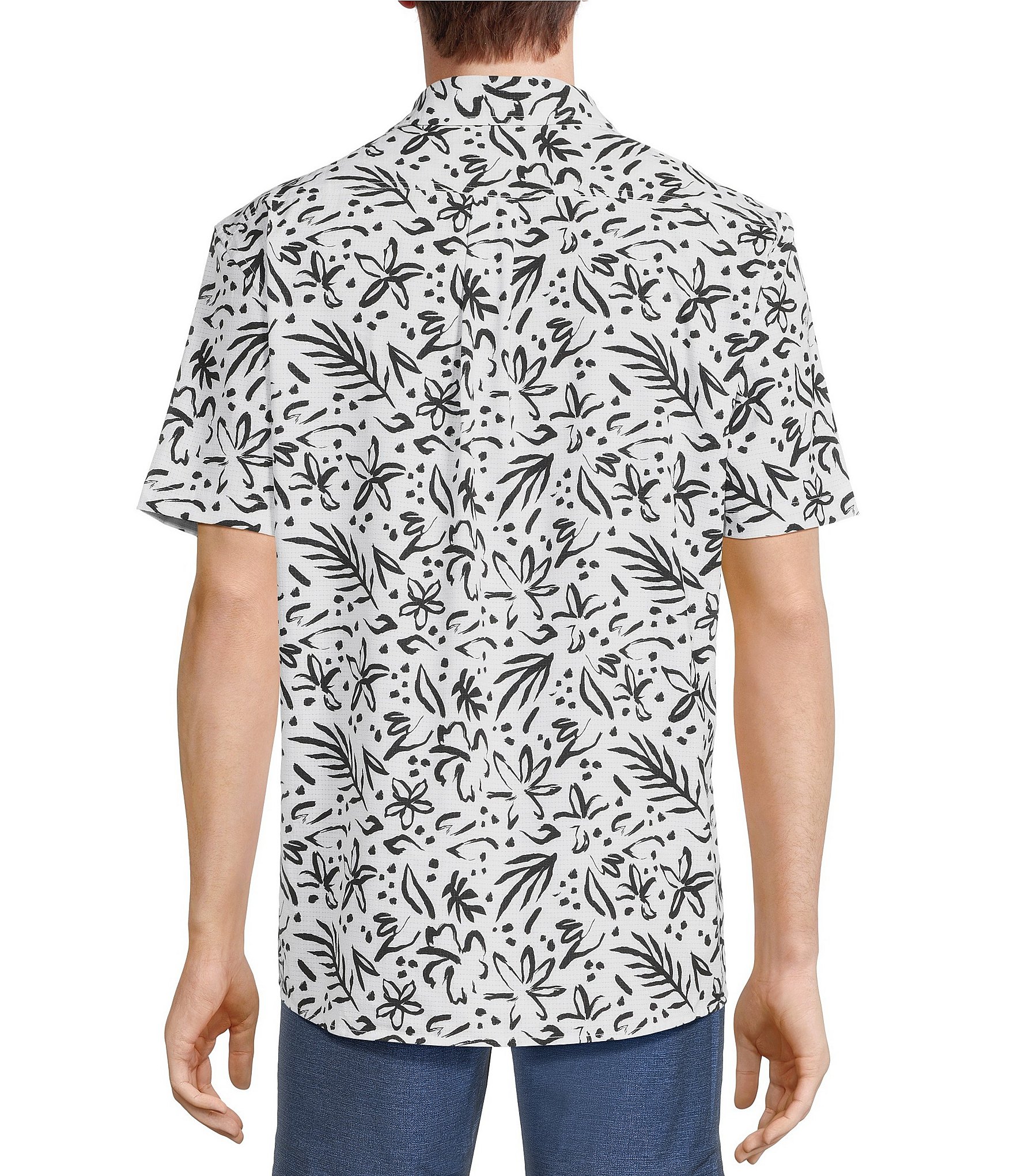 Rowm Rec & Relax Short Sleeve Mesh Abstract Print Shirt