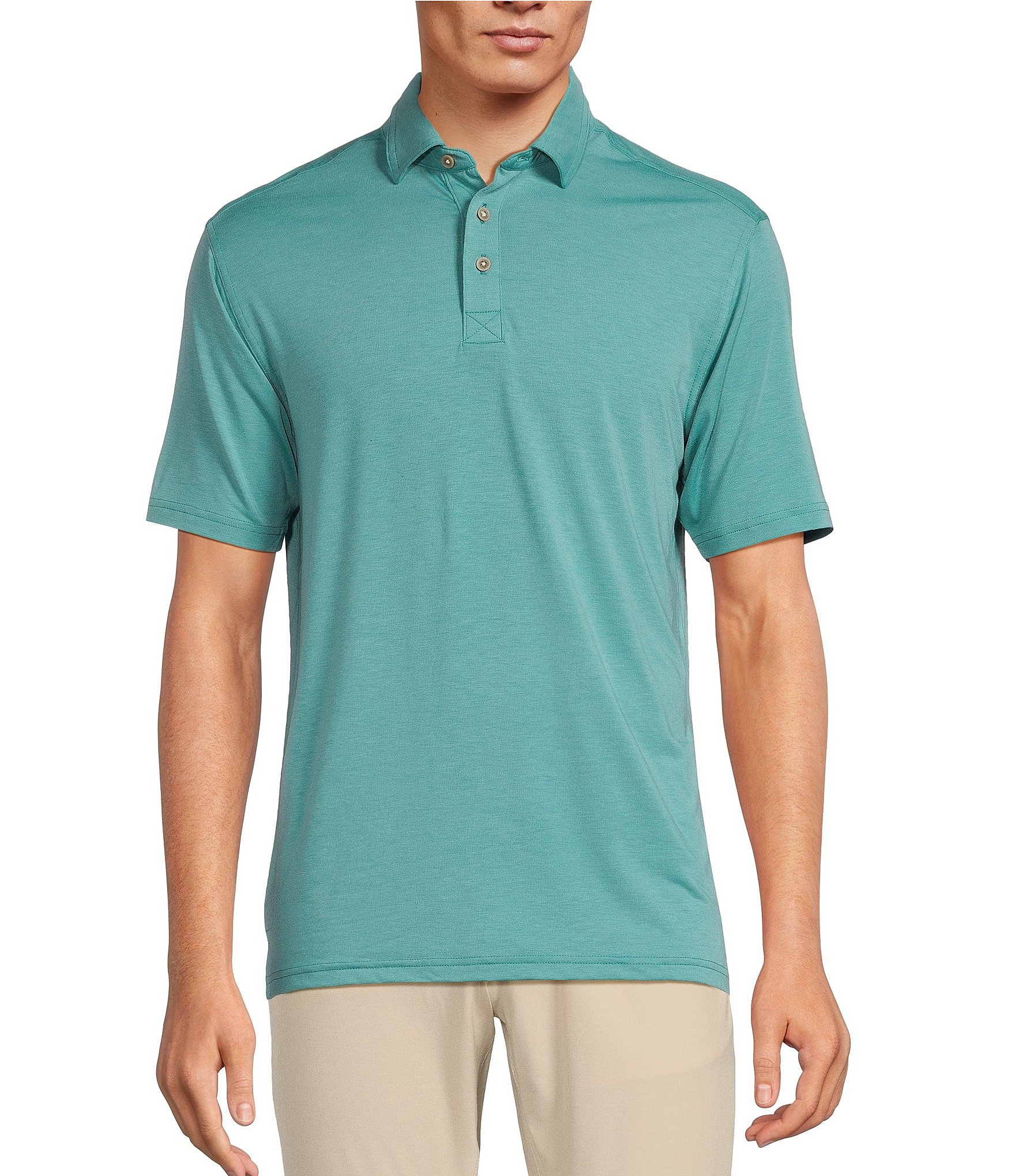 Rowm Rec & Relax Short Sleeve Performance Solid Polo Shirt | Dillard's