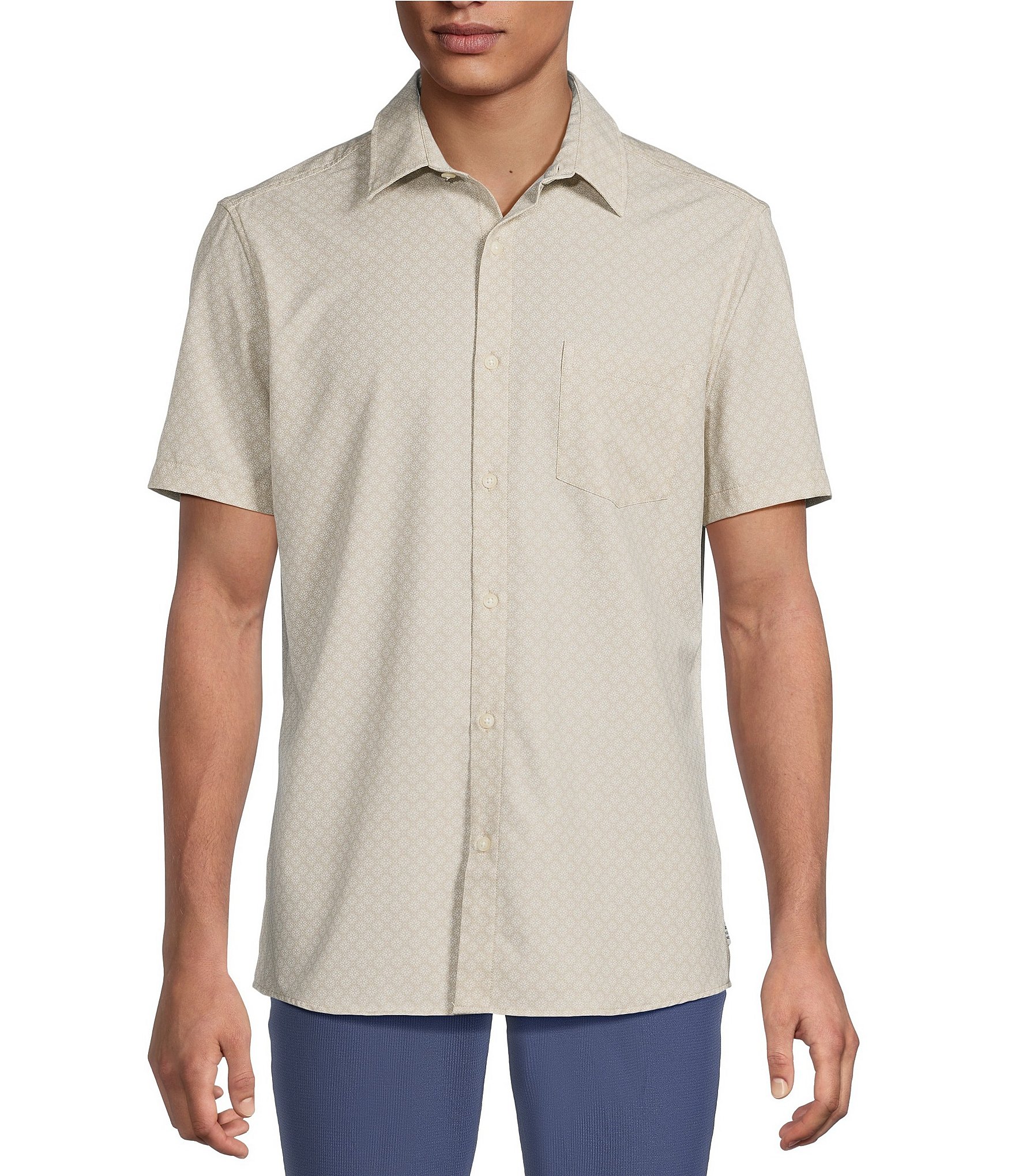 Rowm Rec + Relax Short Sleeve Performance Starburst Print Shirt