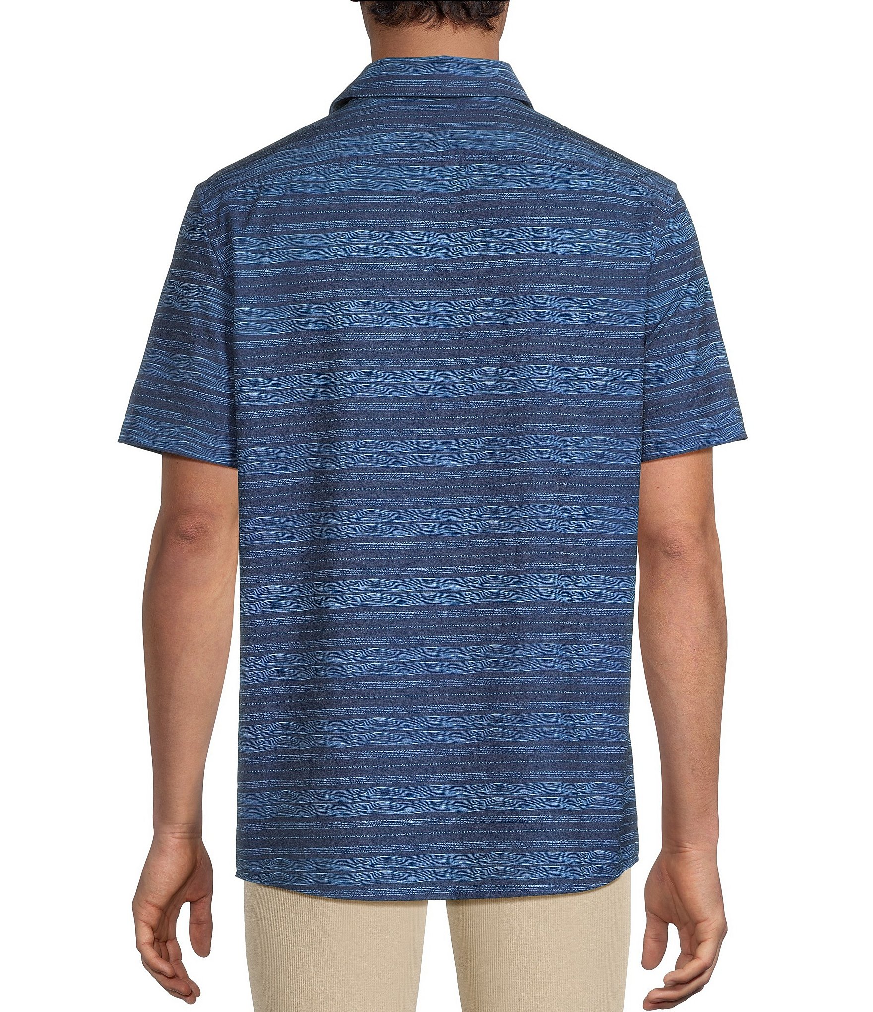 Rowm Rec + Relax Short Sleeve Performance Stripe Pattern Shirt