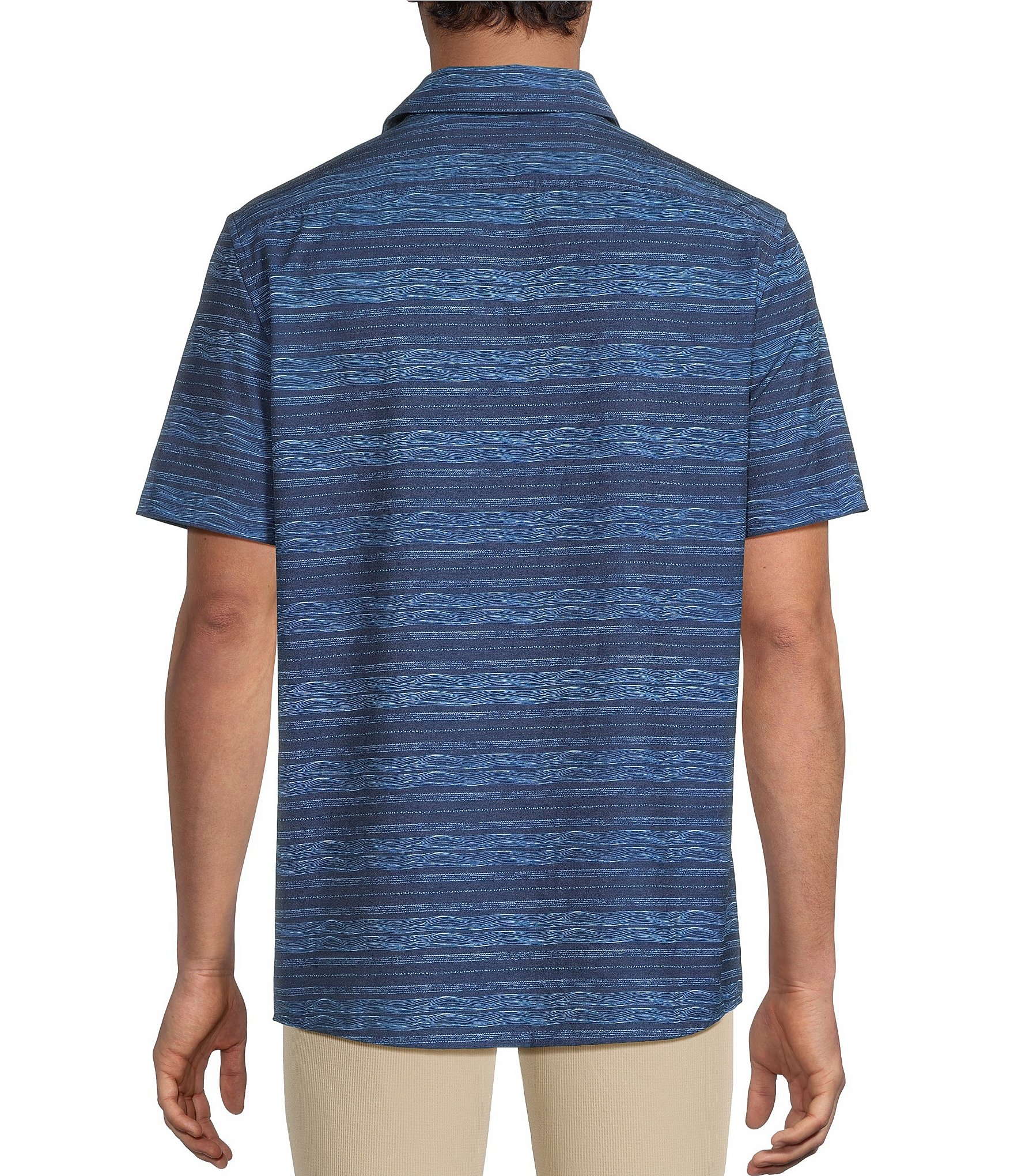 Rowm Rec + Relax Short Sleeve Performance Stripe Pattern Shirt
