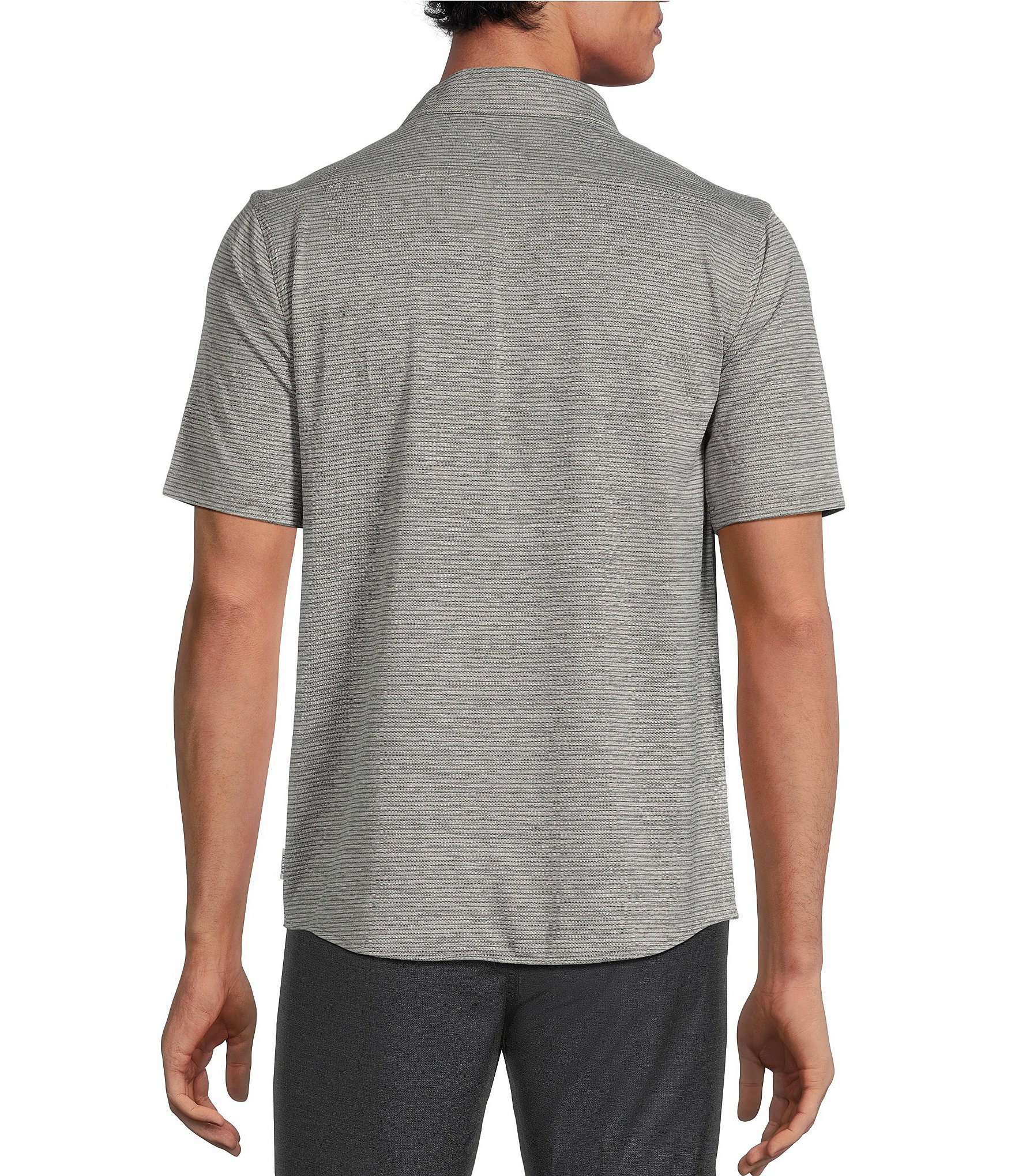 Rowm Rec & Relax Short Sleeve Performance Textured Solid Coatfront Shirt