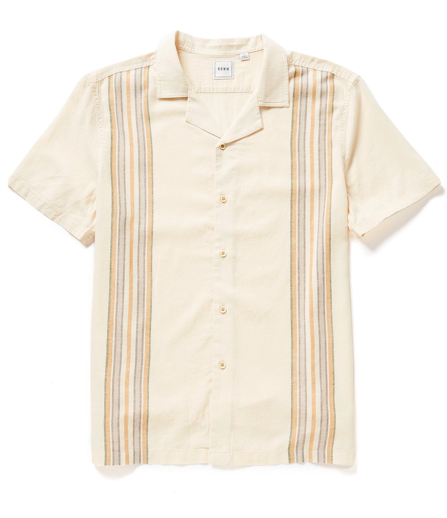 Rowm Short Sleeve Engineered Vertical Stripe Camp Outsider Shirt ...