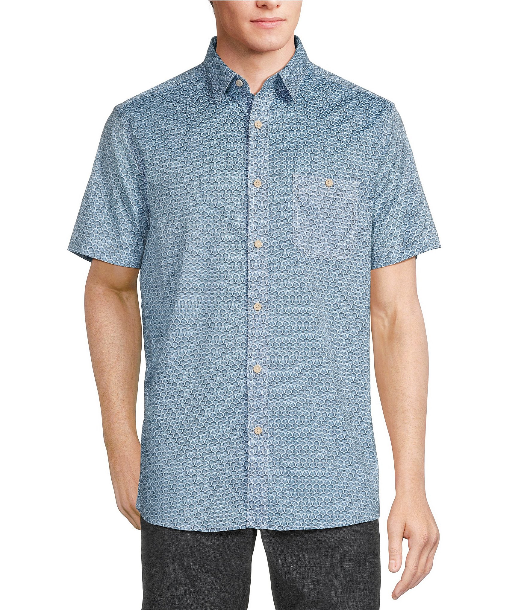 Rowm Short Sleeve Geometric Fan Print Shirt