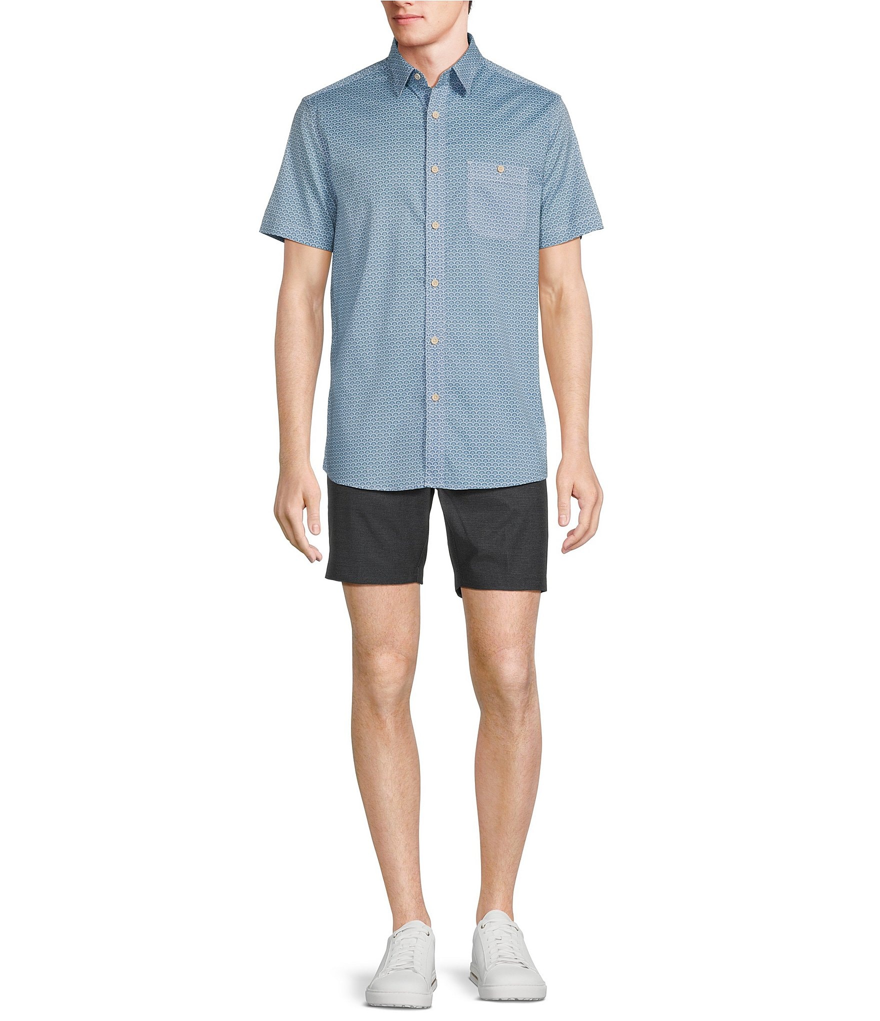 Rowm Short Sleeve Geometric Fan Print Shirt