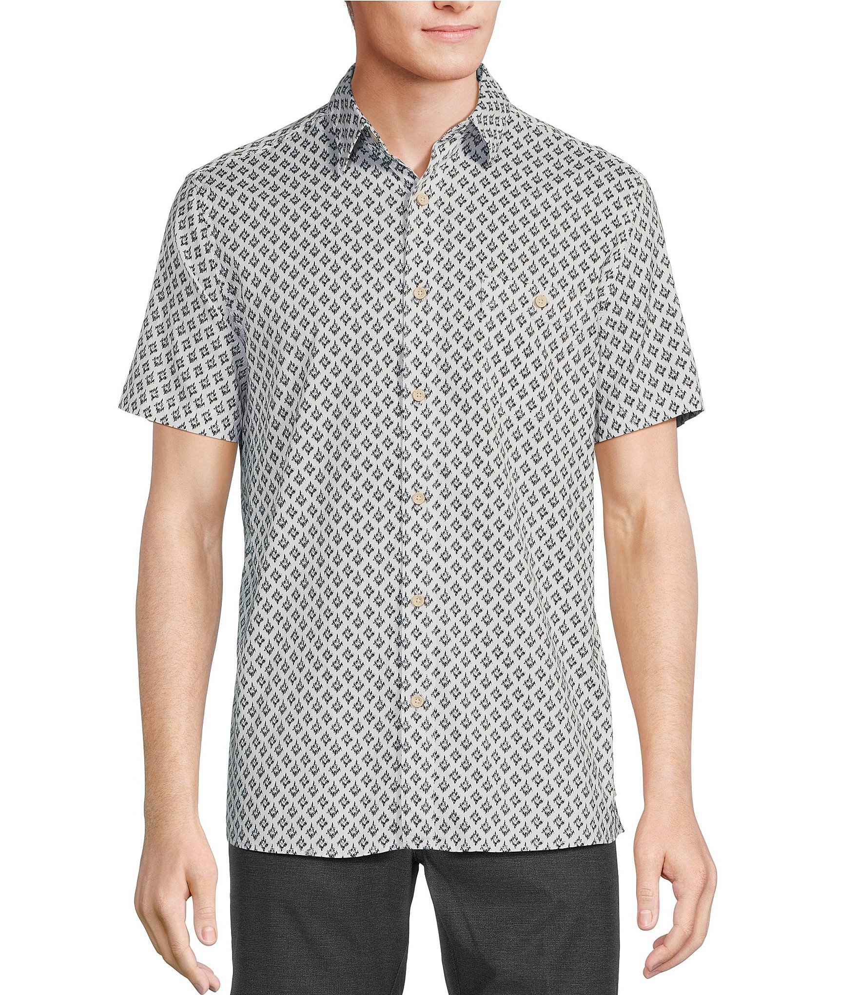 Rowm Short Sleeve Ikat Print Shirt