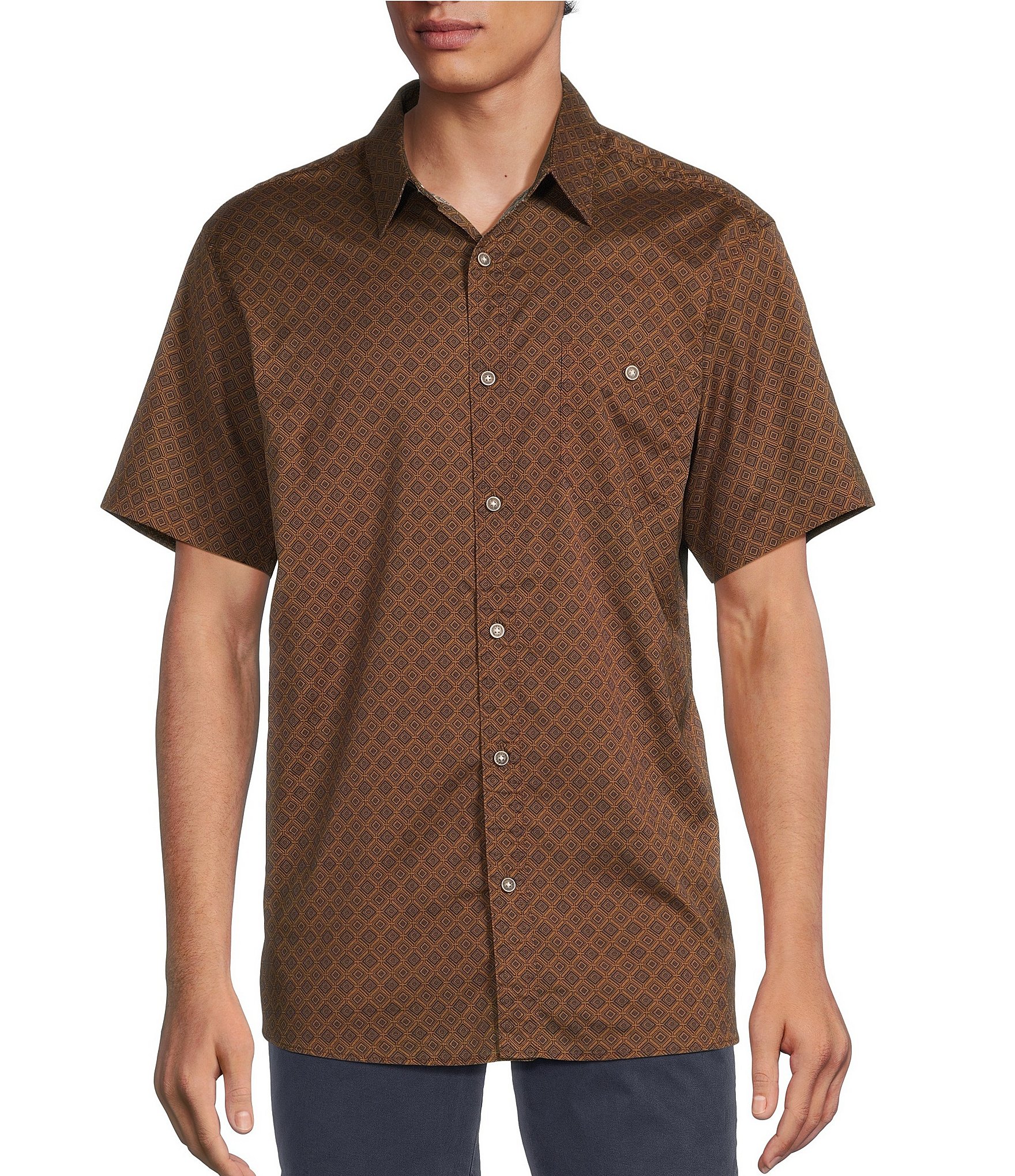 Rowm Short Sleeve Large Diamond Geo Print Shirt