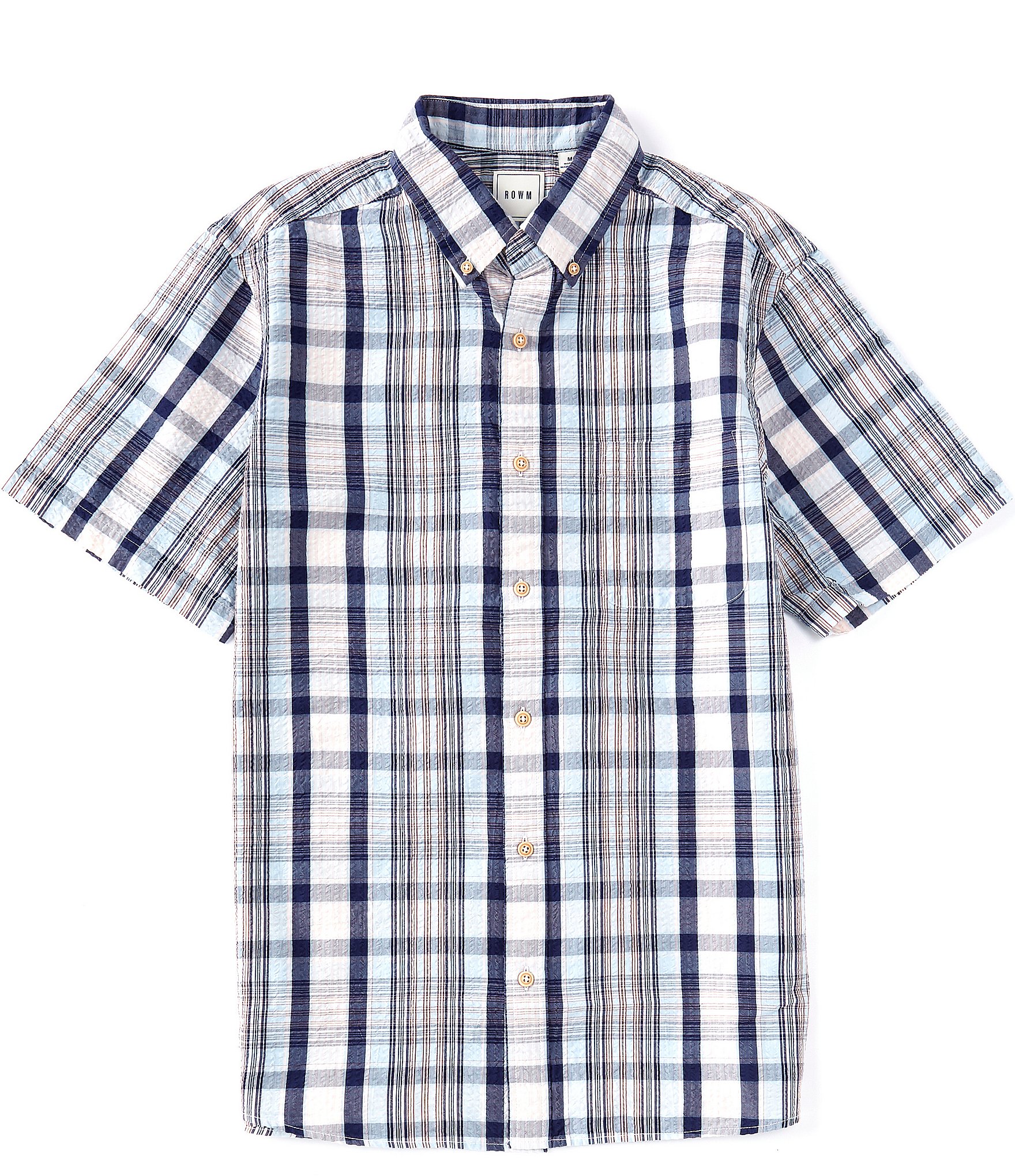 Rowm Short Sleeve Large Plaid Print Button Front Shirt | Dillard's