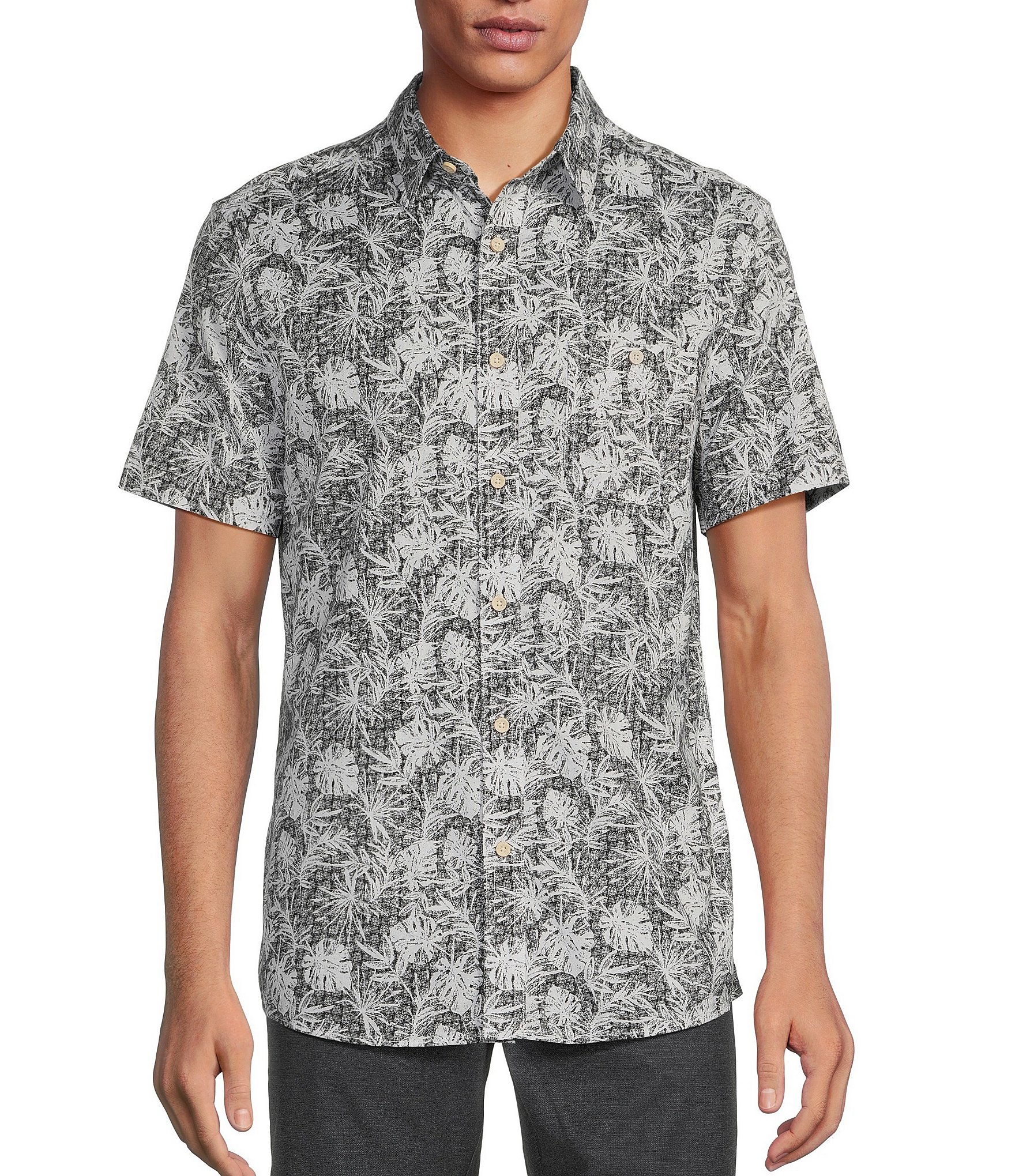 Rowm Short Sleeve Leaf Print Shirt