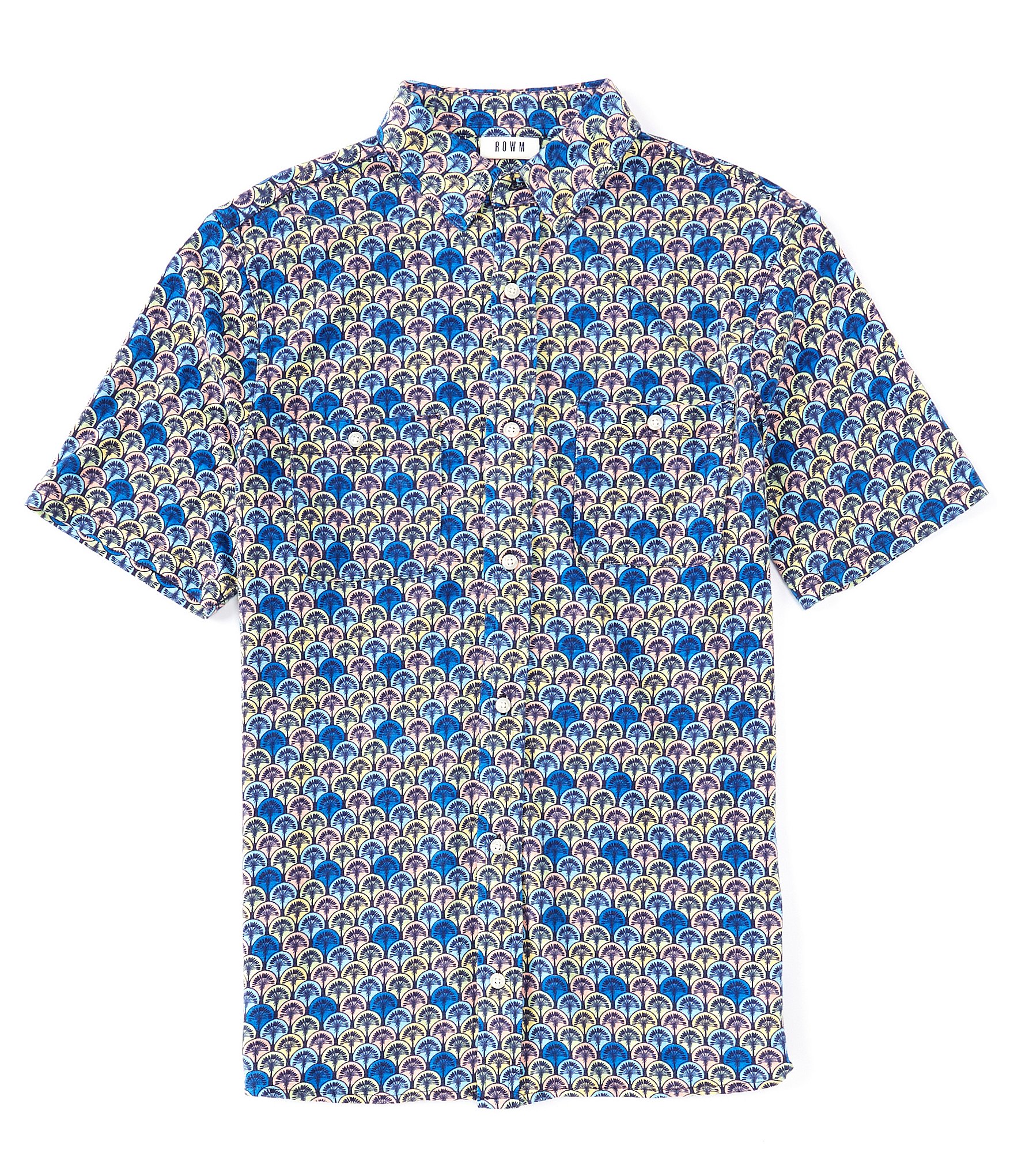 Rowm Short Sleeve Mini Palm Printed Shirt | Dillard's