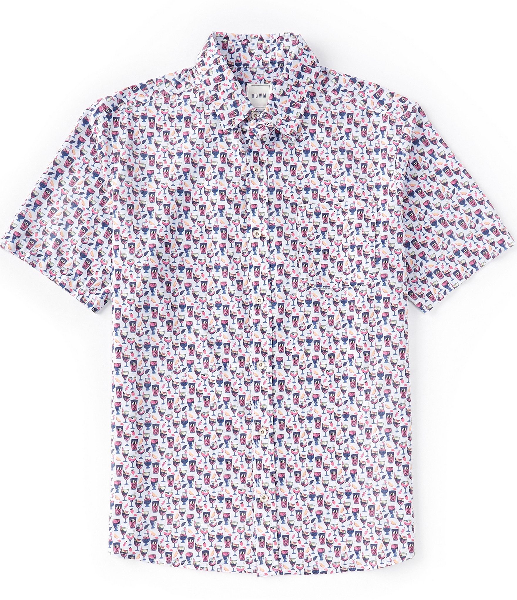 Rowm Short Sleeve Performance Cocktail Print Point Collar Shirt | Dillard's